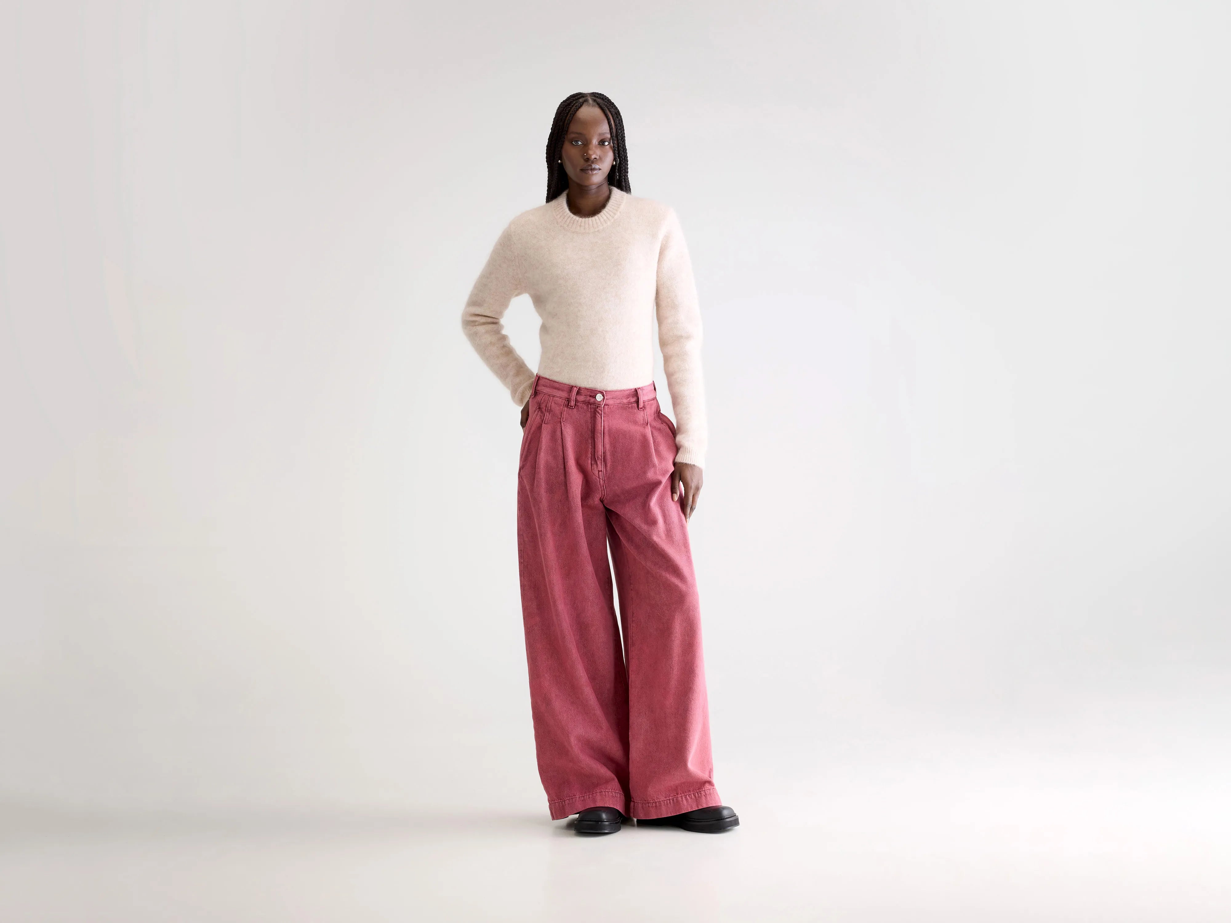 Denim N. 74 super wijde jeans (252 / W / WINE STONE)