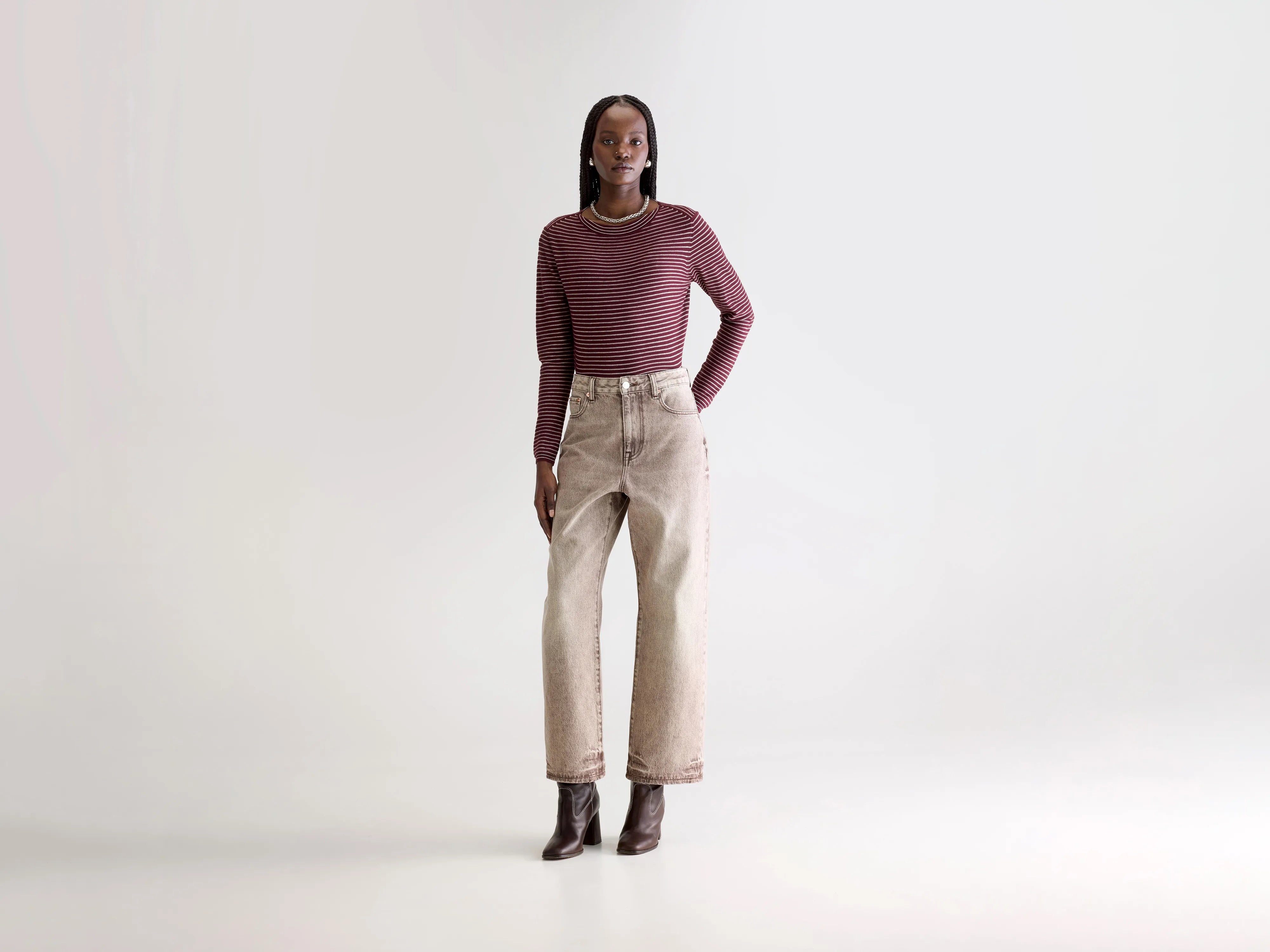 Denim N. 61 wijde jeans (252 / W / BROWN SNOW)