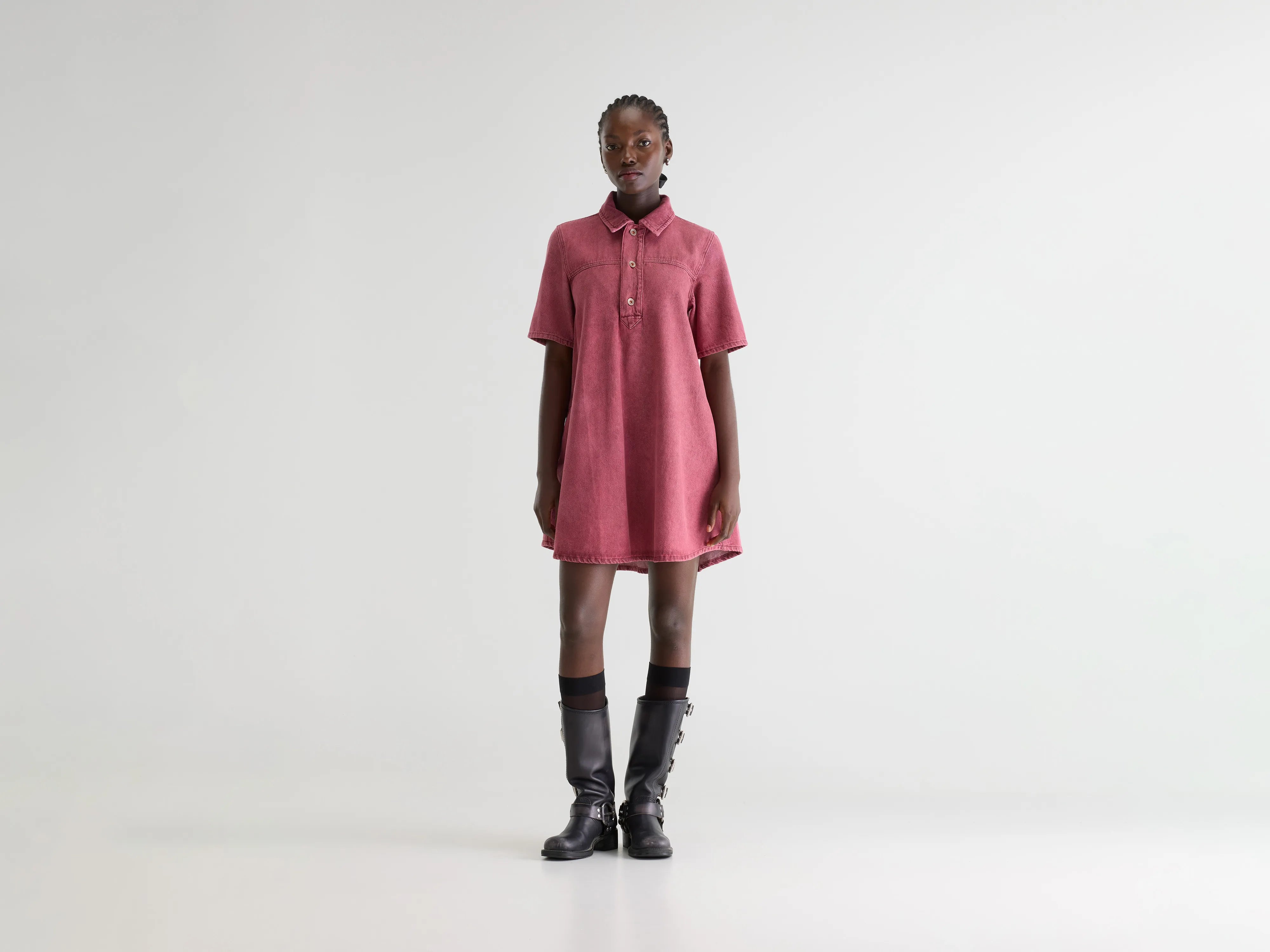 Paprika denim jurk (252 / W / WINE STONE)