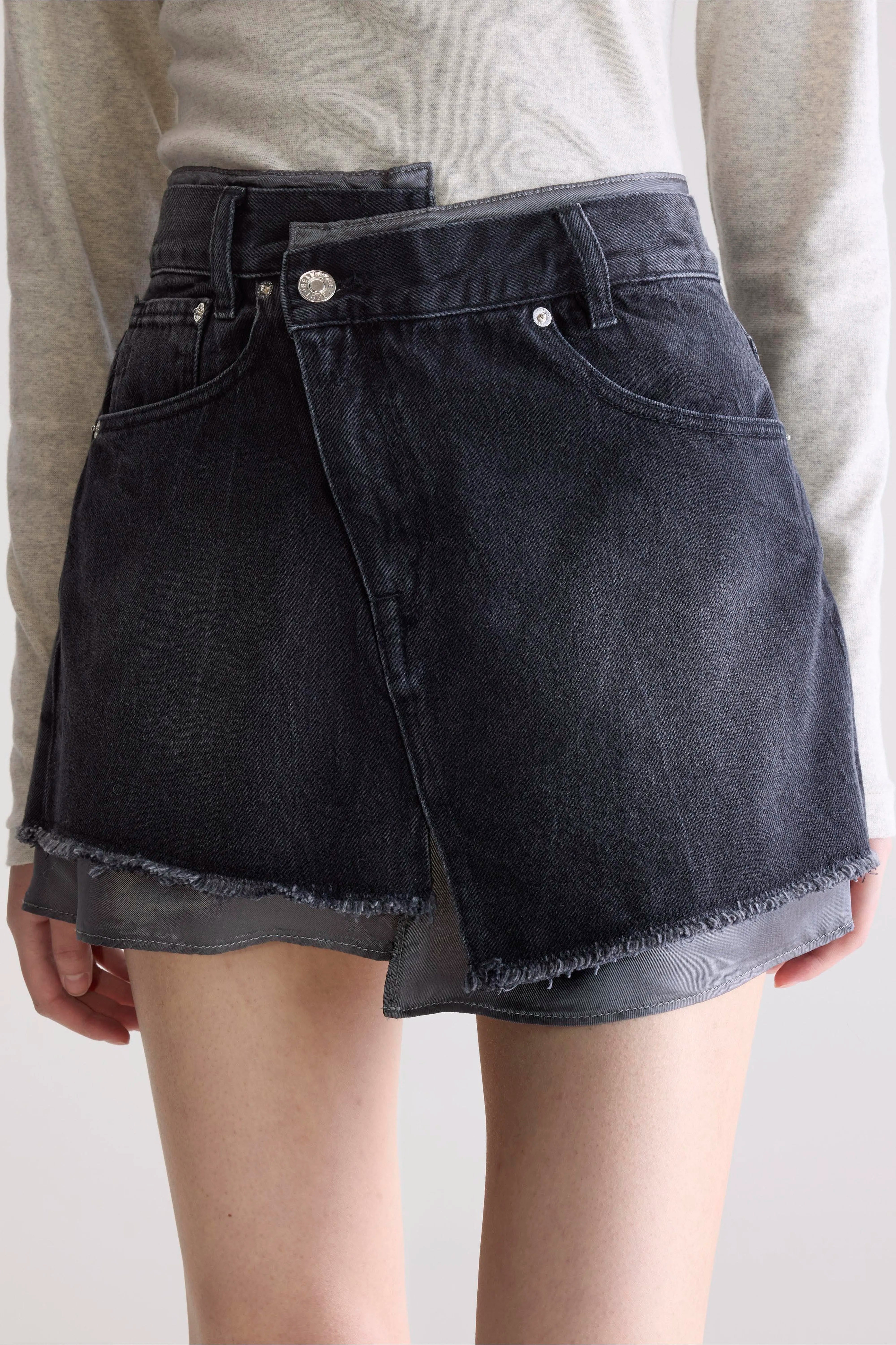 Prissy zwarte denim minirok (252 / W / USED BLACK)