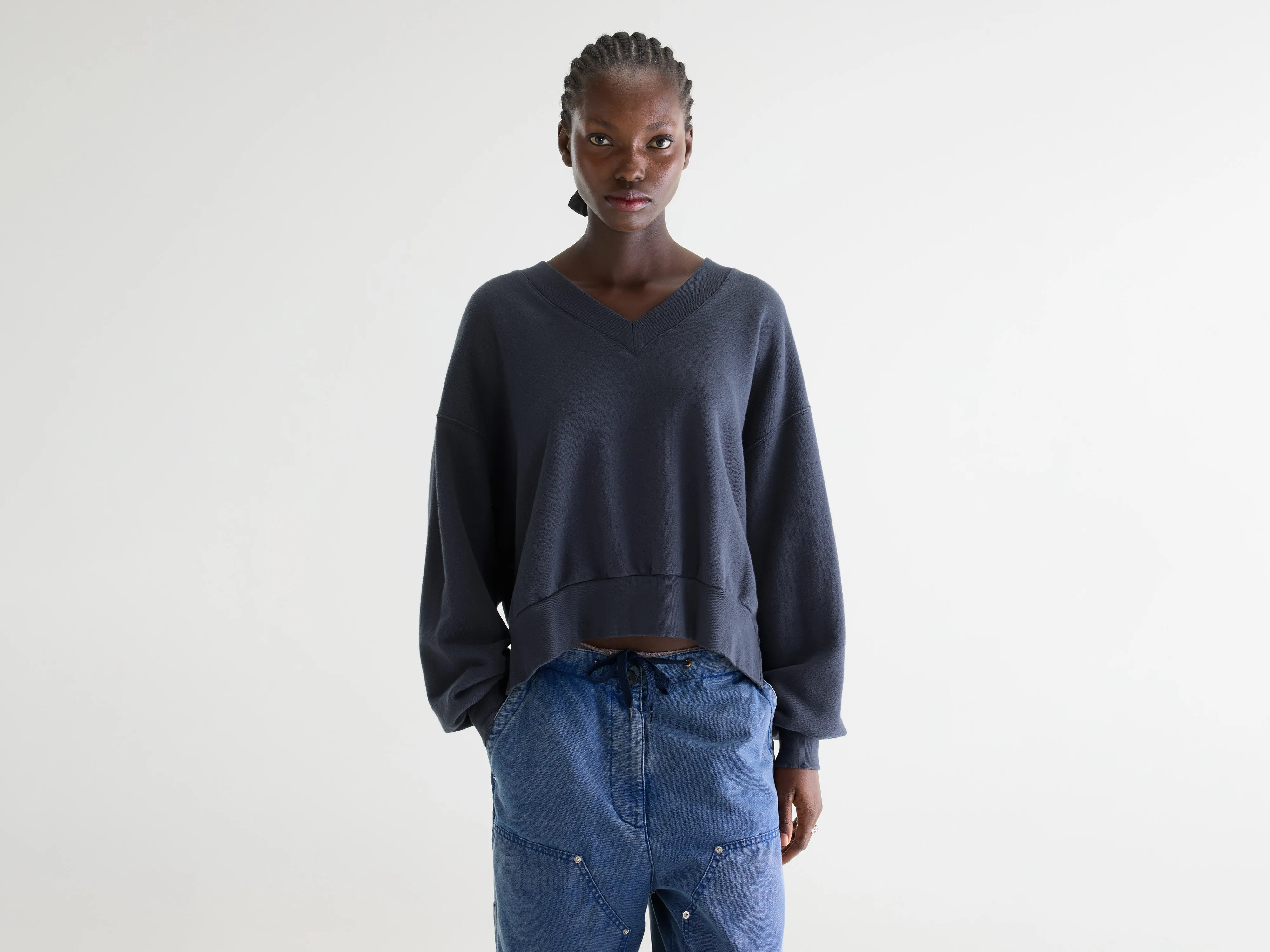 Varola sweatshirt met v-hals (262 / W / NAVY)