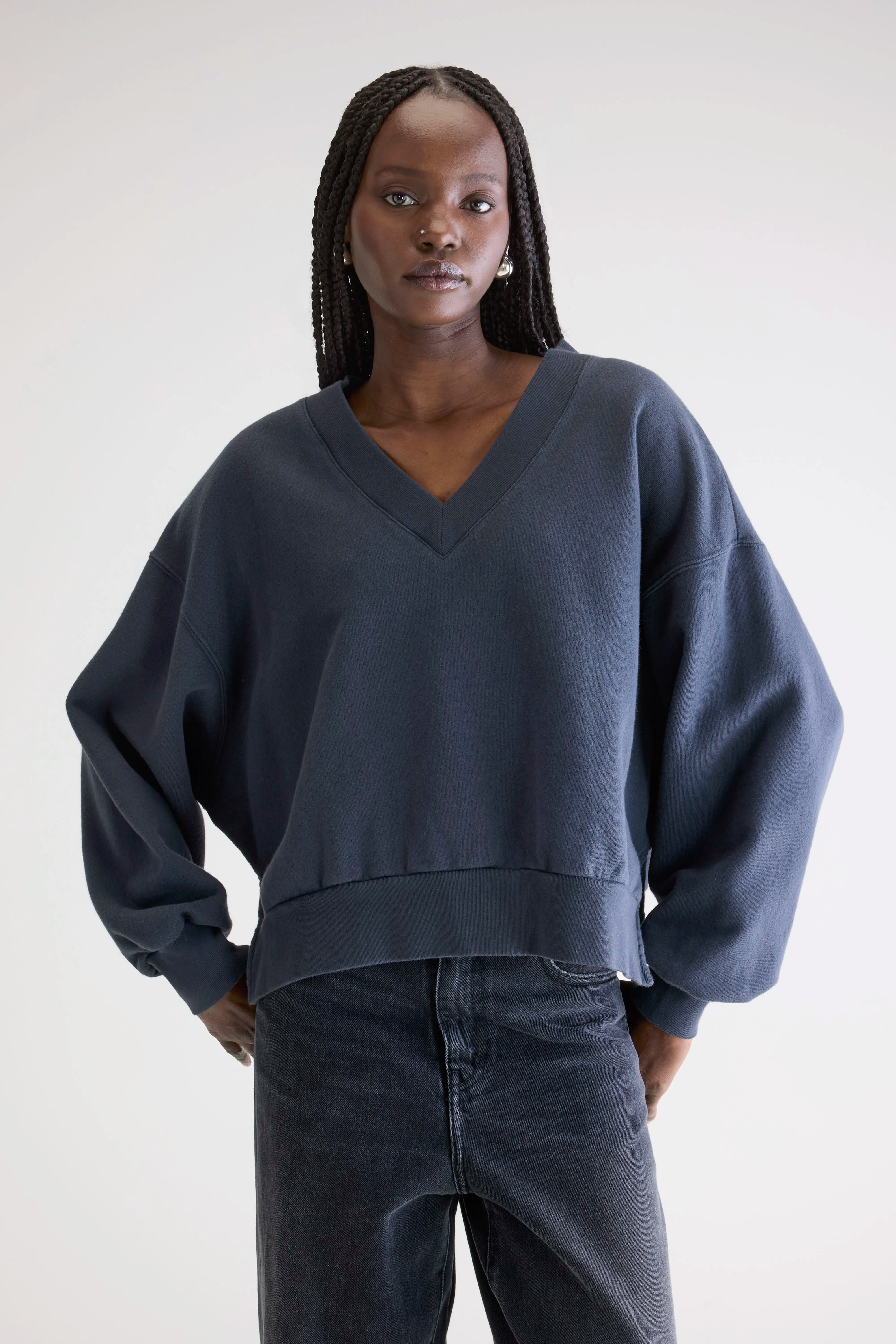 Sweatshirt col V Varola (262 / W / NAVY)