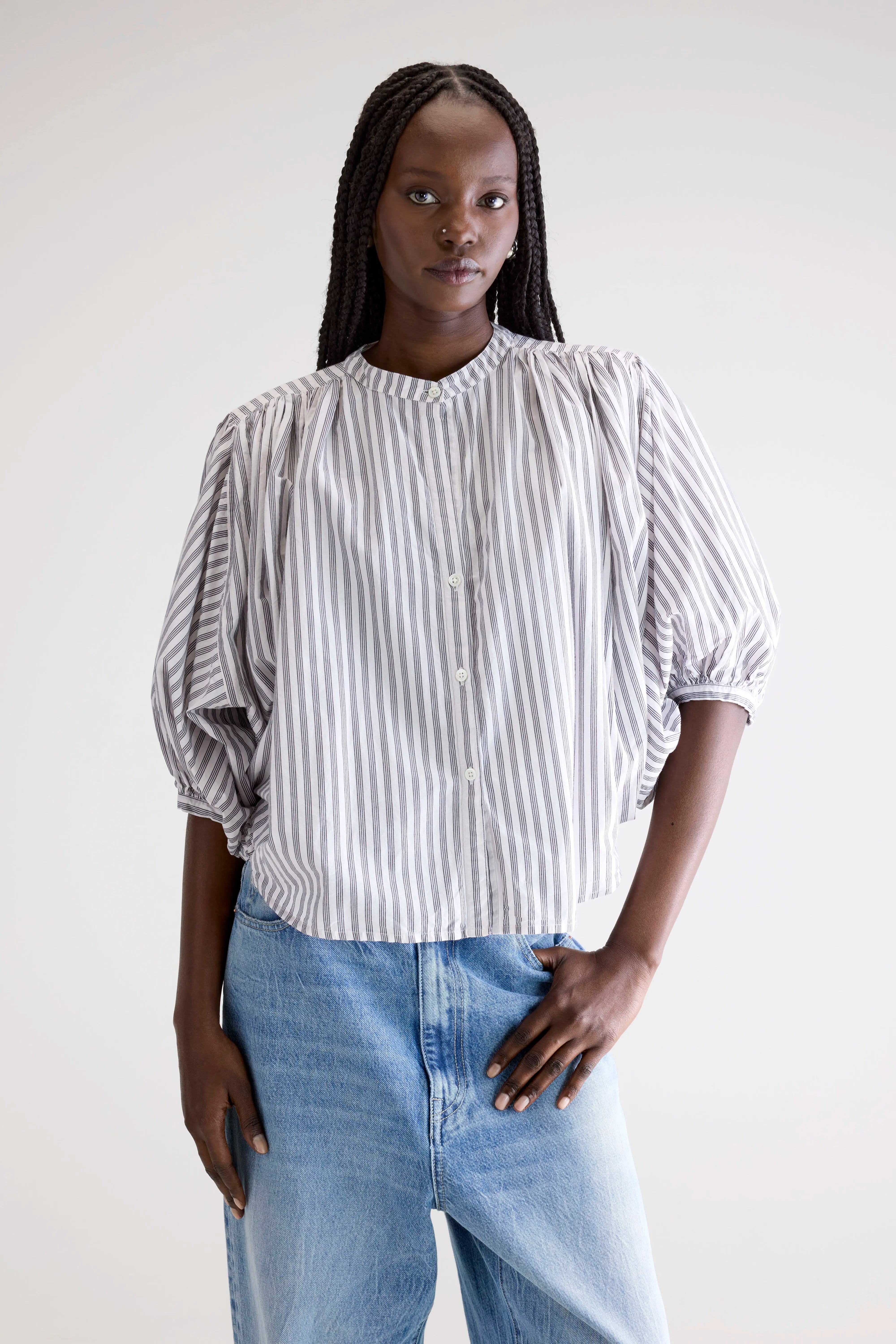 Blouse cropped Ink (252 / W / STRIPE A)