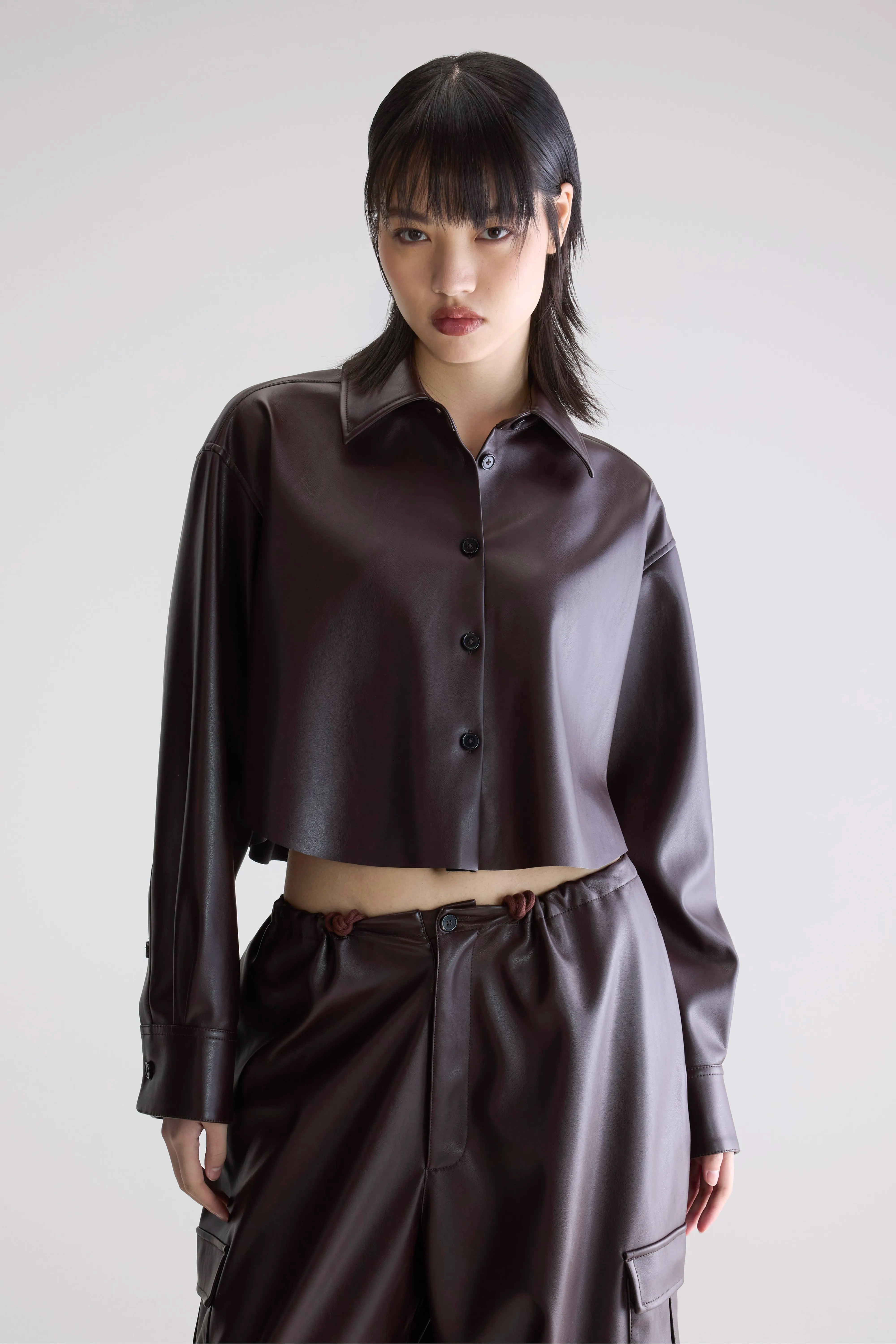 Johann imitatieleren hemd (252 / W / EBENE)