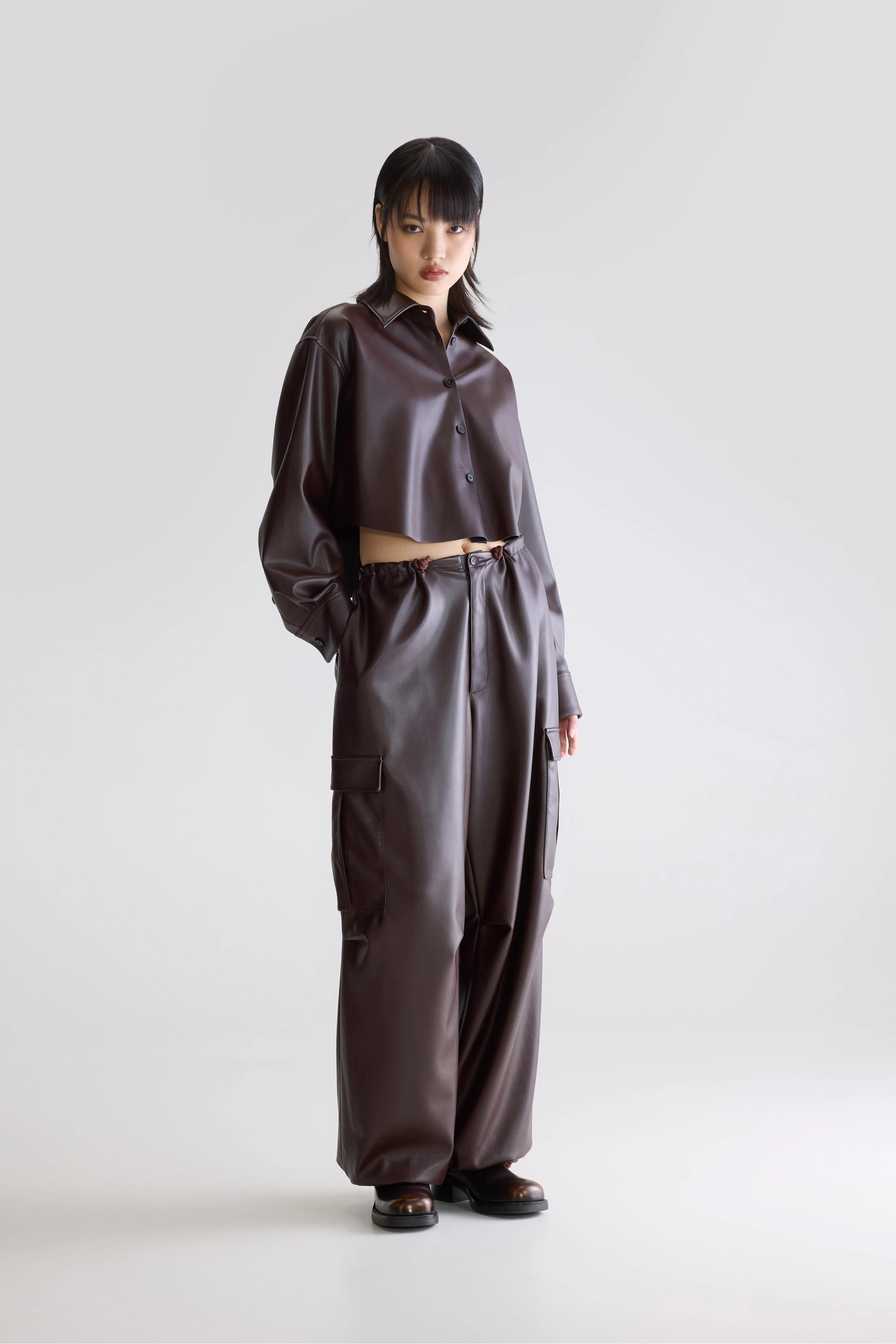 Johann imitatieleren hemd (252 / W / EBENE)