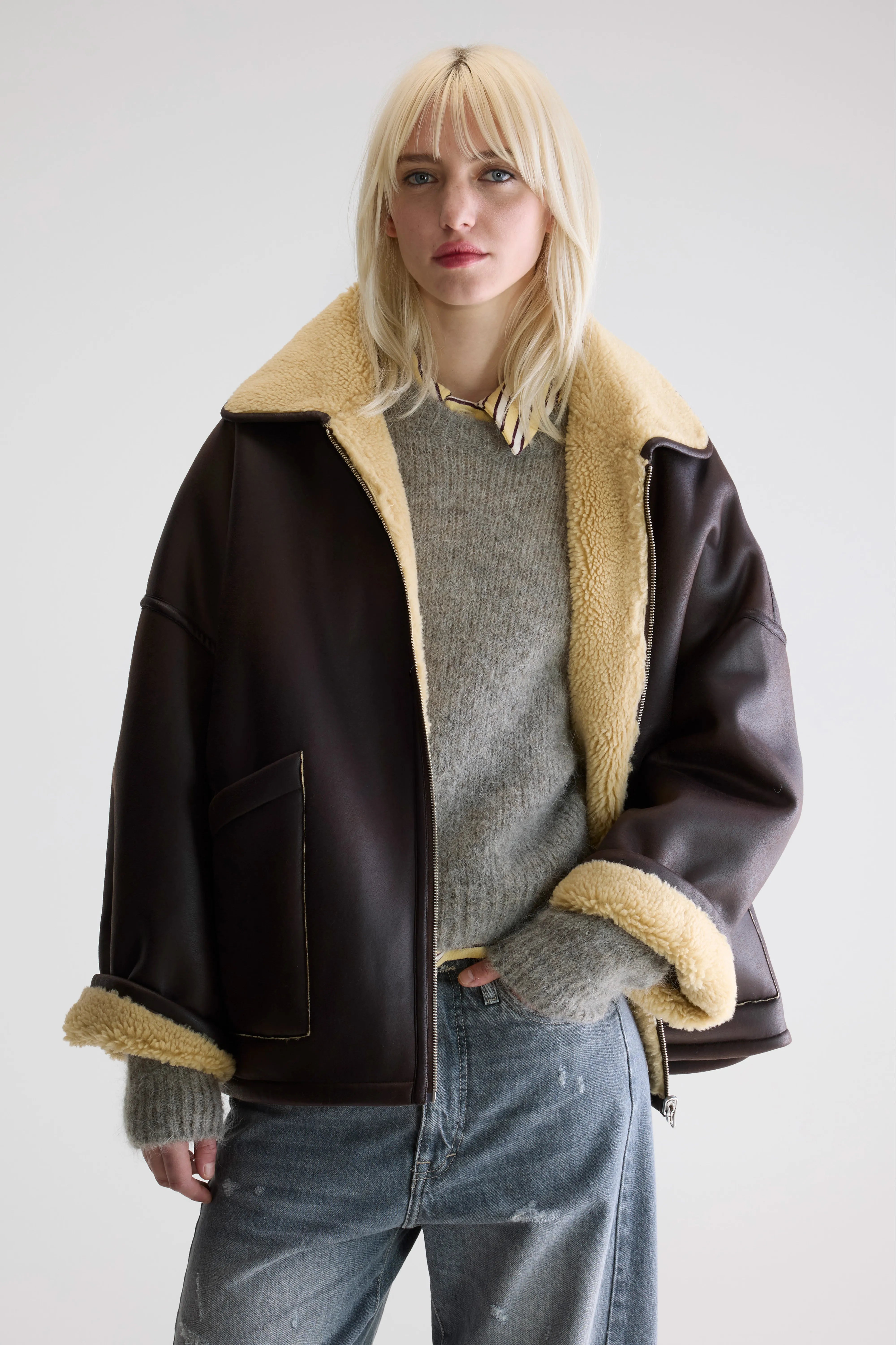 Hestel faux-leather jacket (252 / W / DARK ROAST)