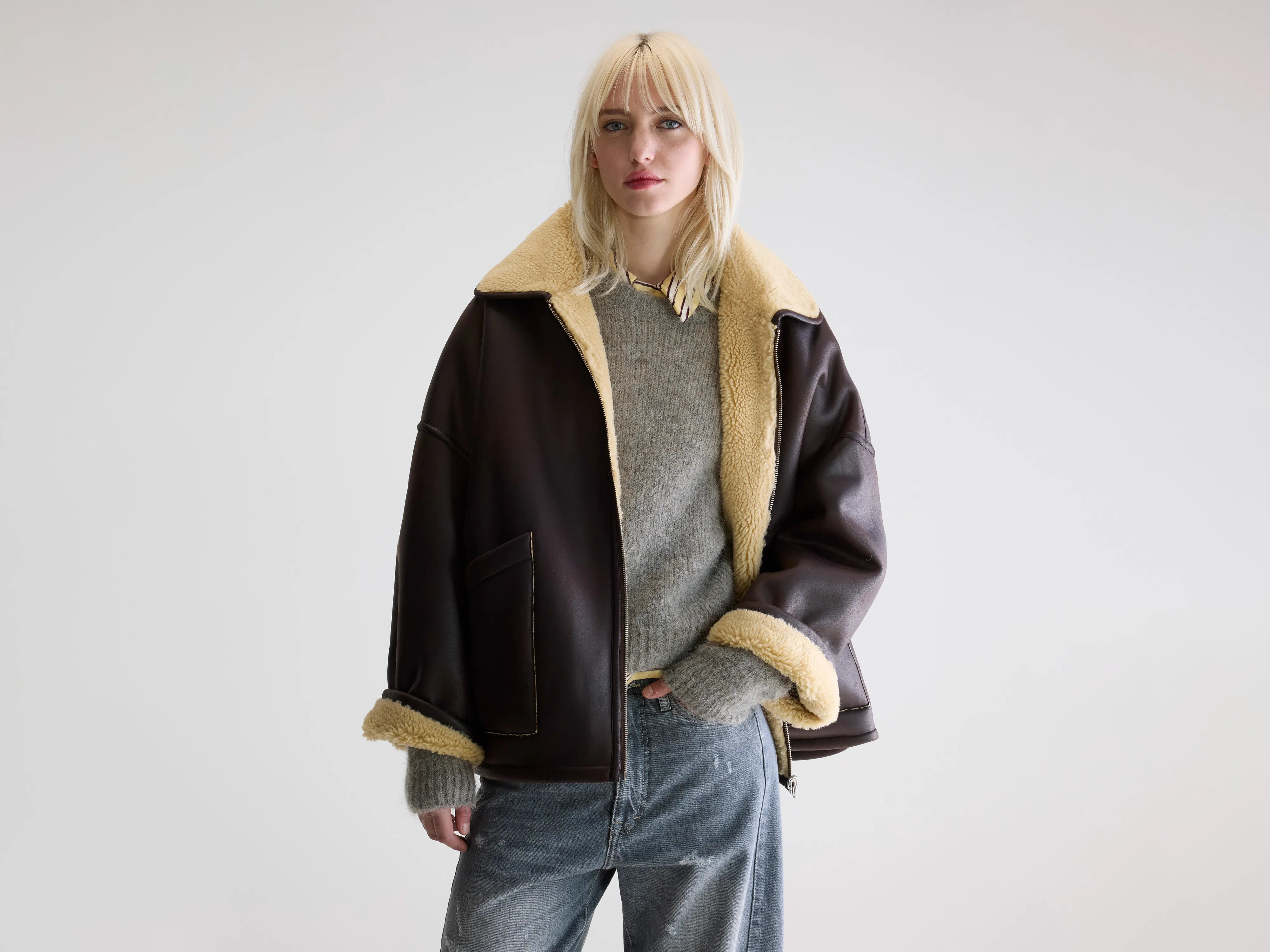 Hestel faux-leather jacket (252 / W / DARK ROAST)