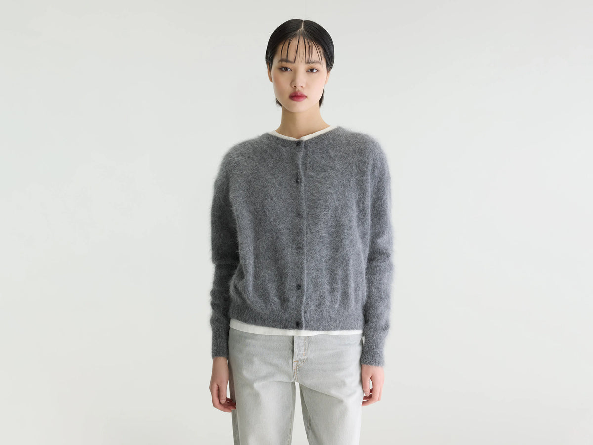 Cardigan en angora Dathan (252 / W / MID GREY)