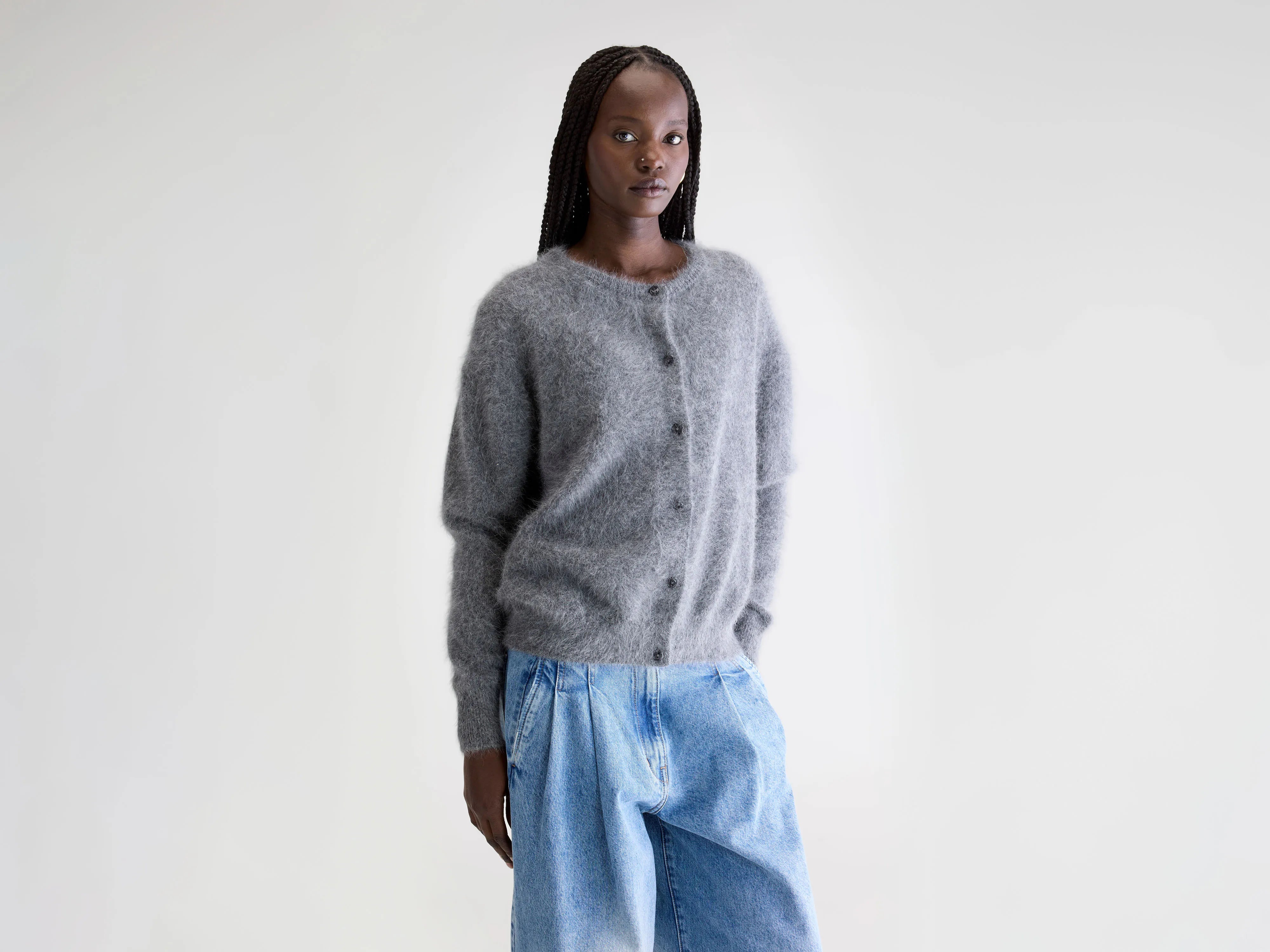 Dathan cardigan van angoramix (252 / W / MID GREY)