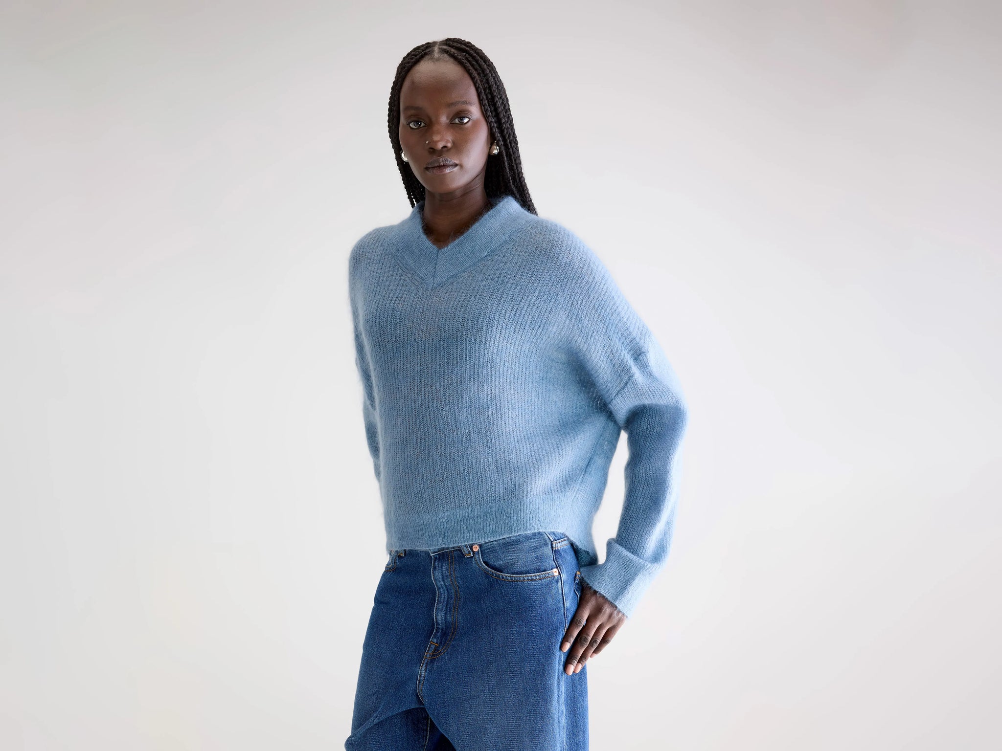 Oversized striped v-neck sweater for women | Bellerose