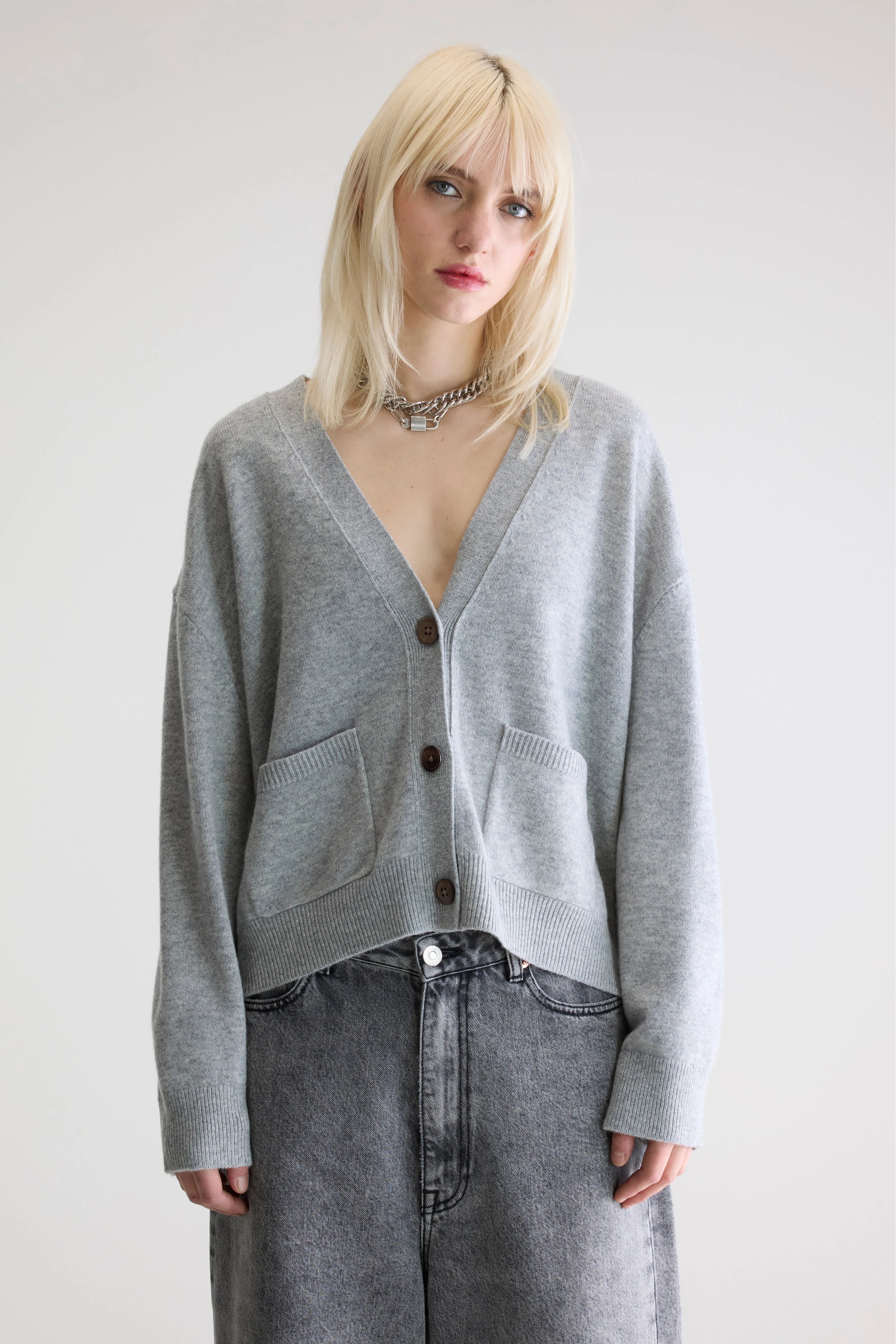 Gakkin Boxy Cardigan - Light grey Voor Dames | Bellerose