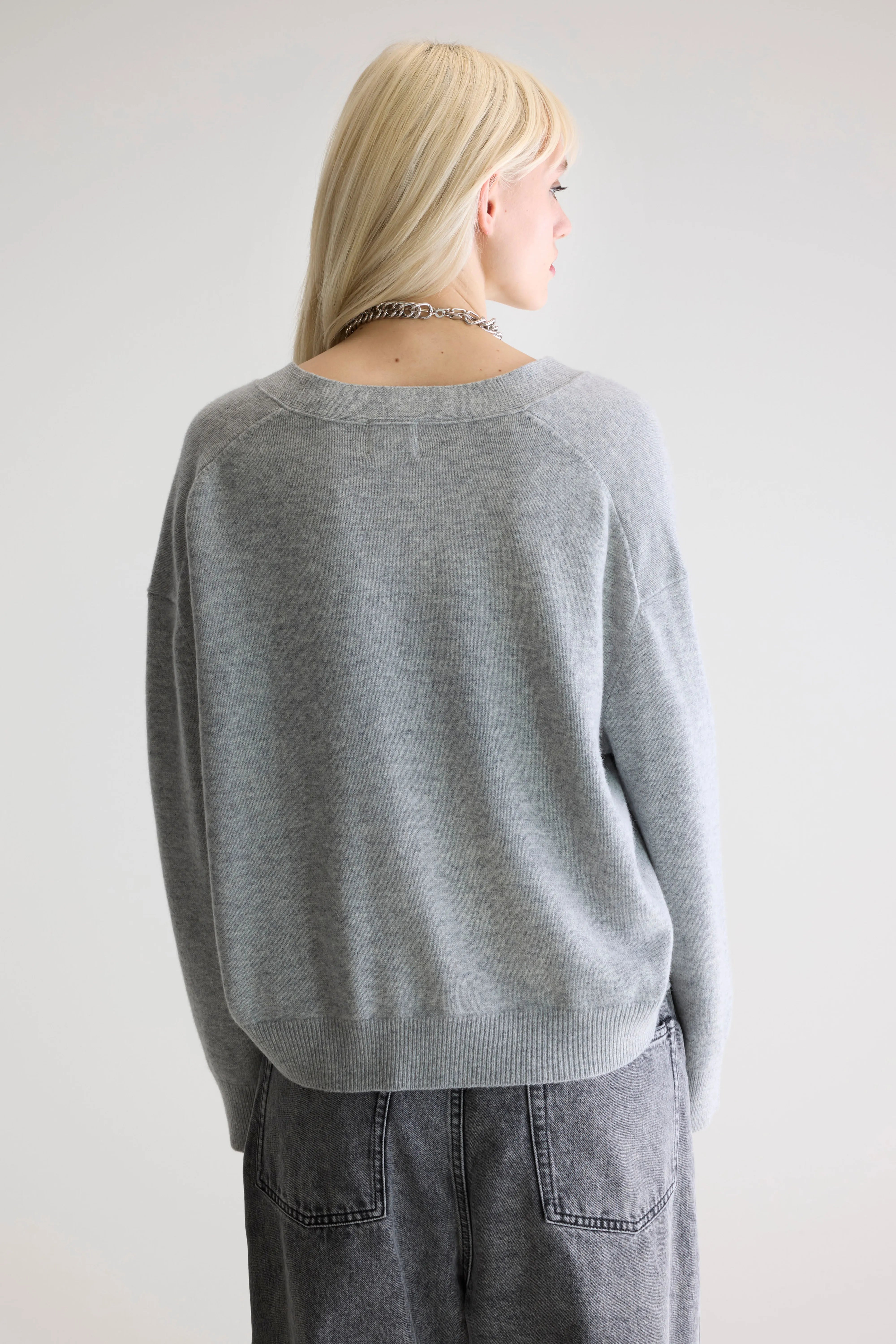 Gakkin boxy cardigan (252 / W / LIGHT GREY)