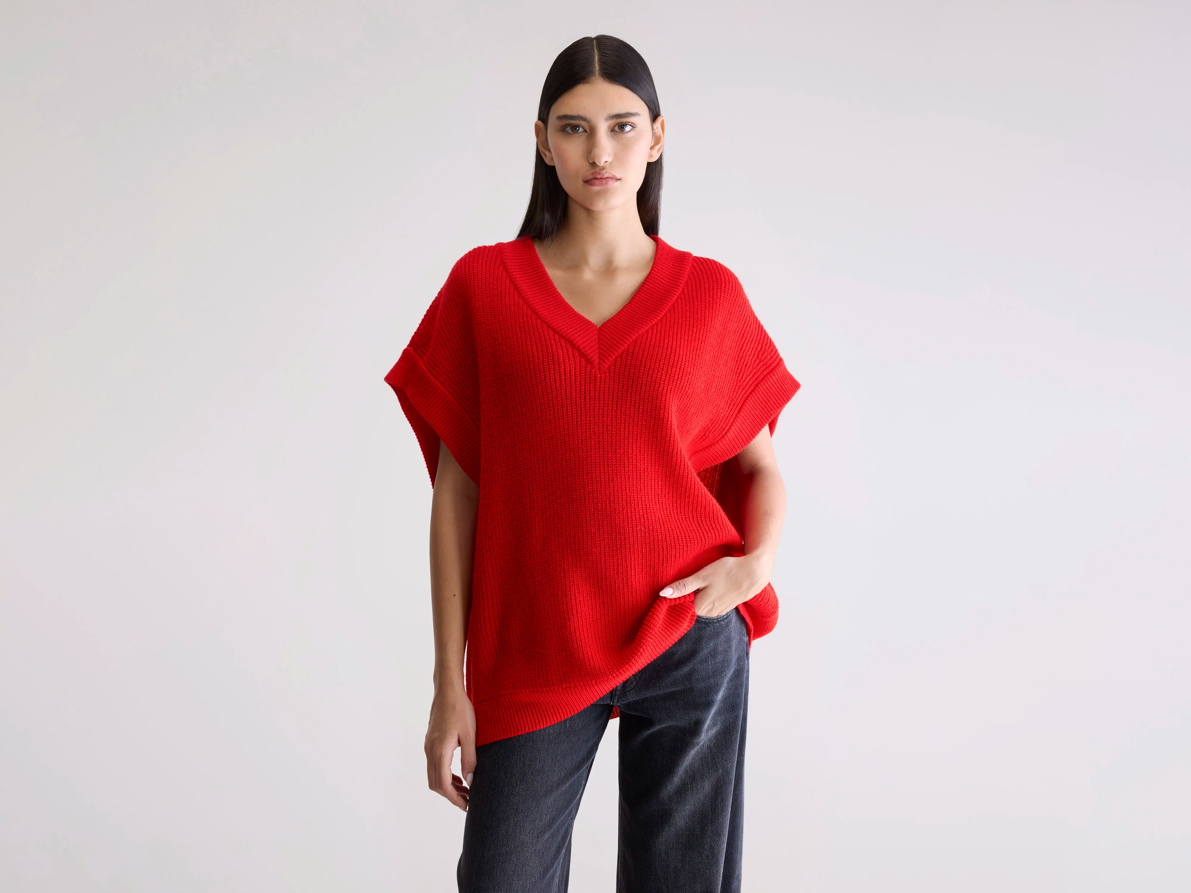 Labi mouwloze trui met v-hals (252 / W / SANGUINE)