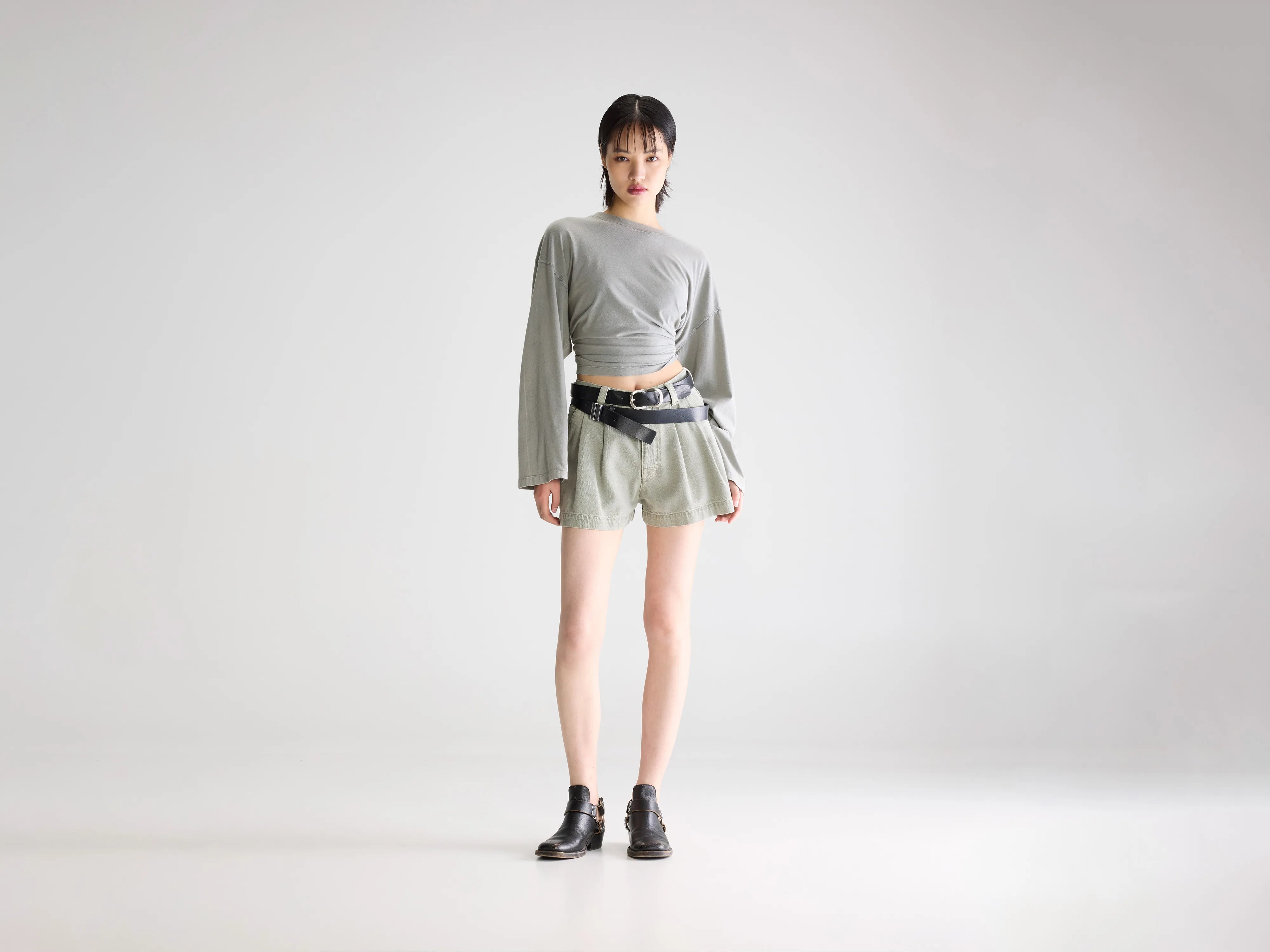 Prisma geplooide denim shorts (261 / W / THYM)