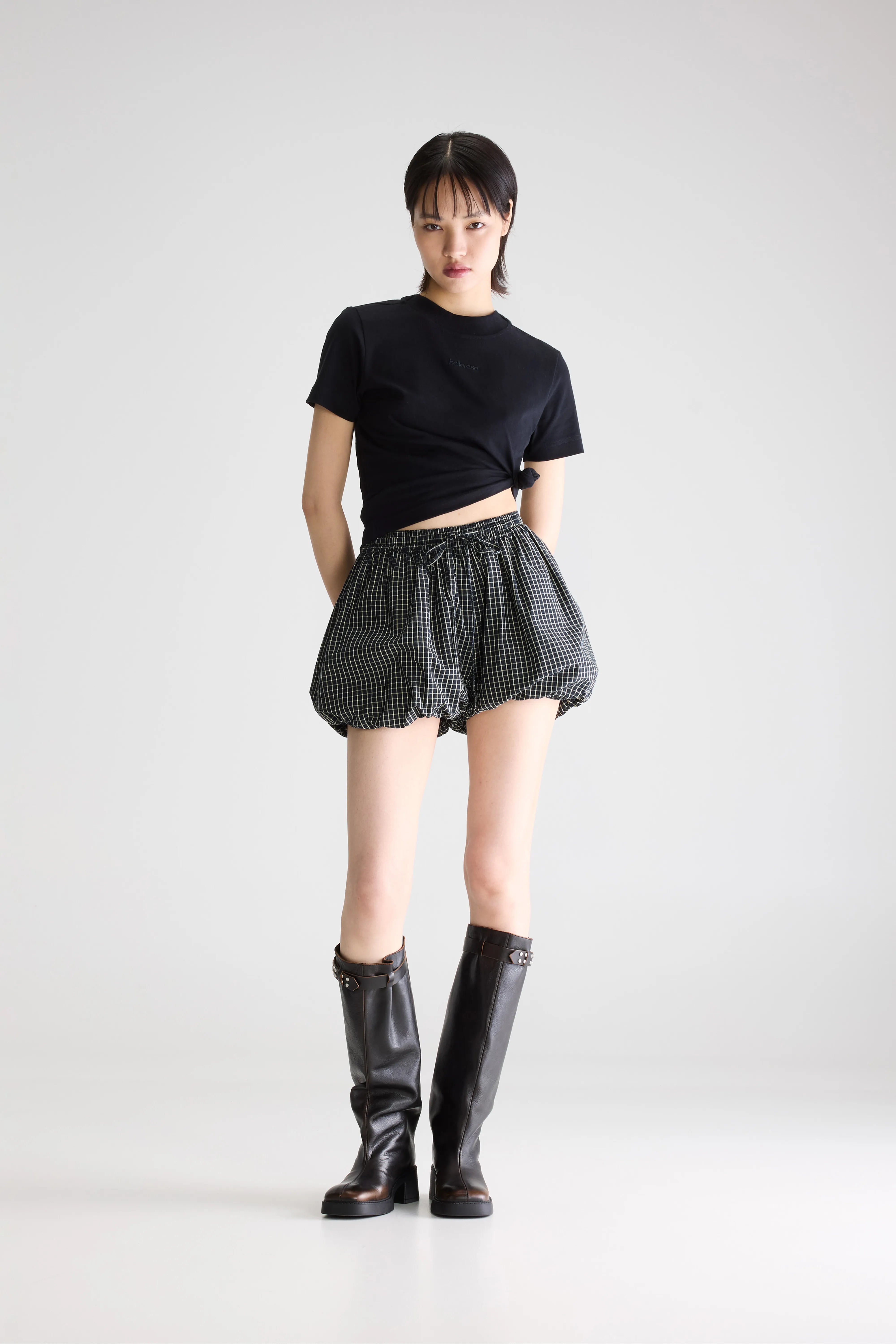 Johny Voluminous Shorts - Limelight / Navy For Women | Bellerose