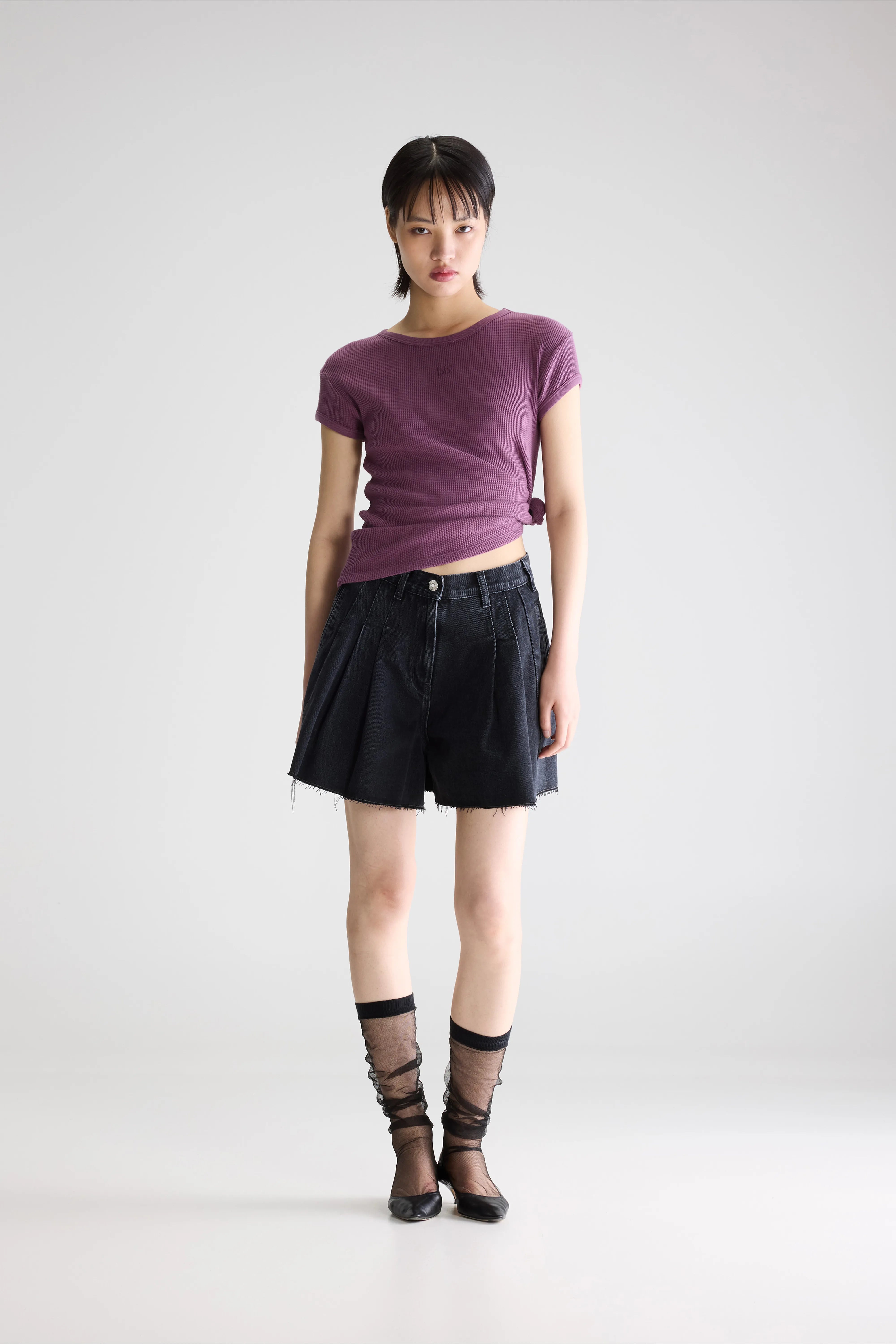 Presley Wijde Denim Shorts - Used black Voor Dames | Bellerose