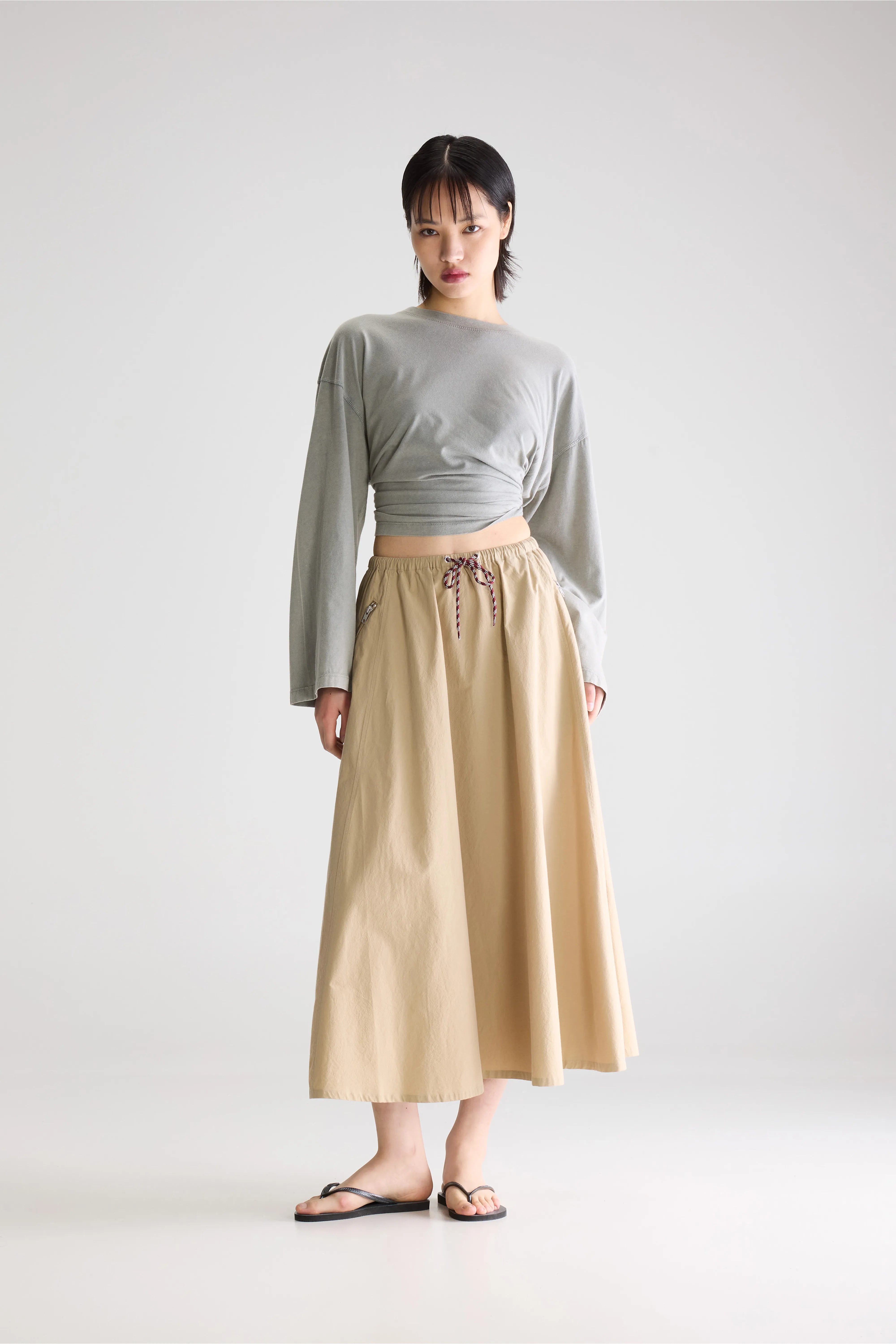 Harlin relaxed midi skirt (261 / W / CLAY)