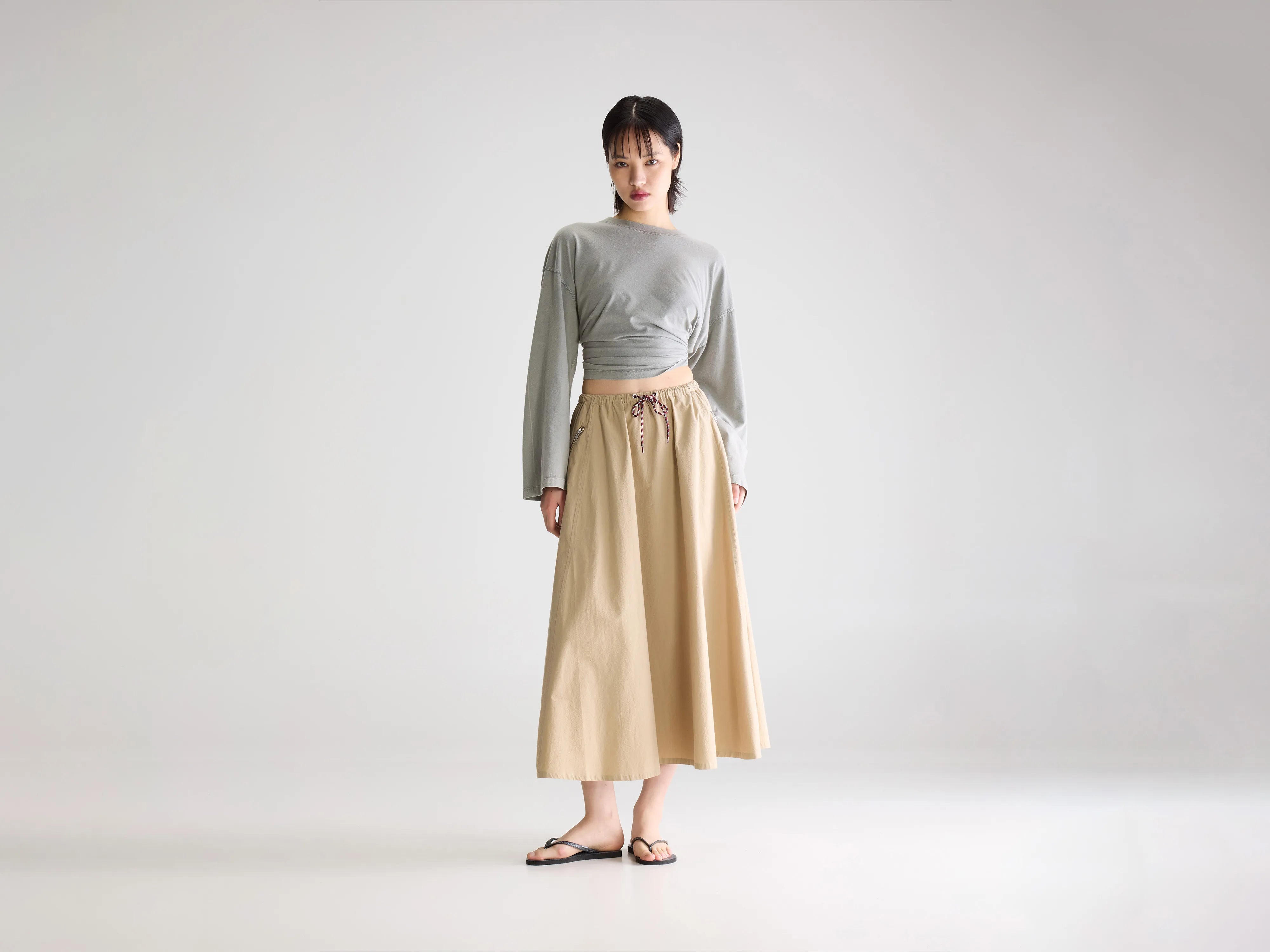Harlin relaxed midi skirt (261 / W / CLAY)
