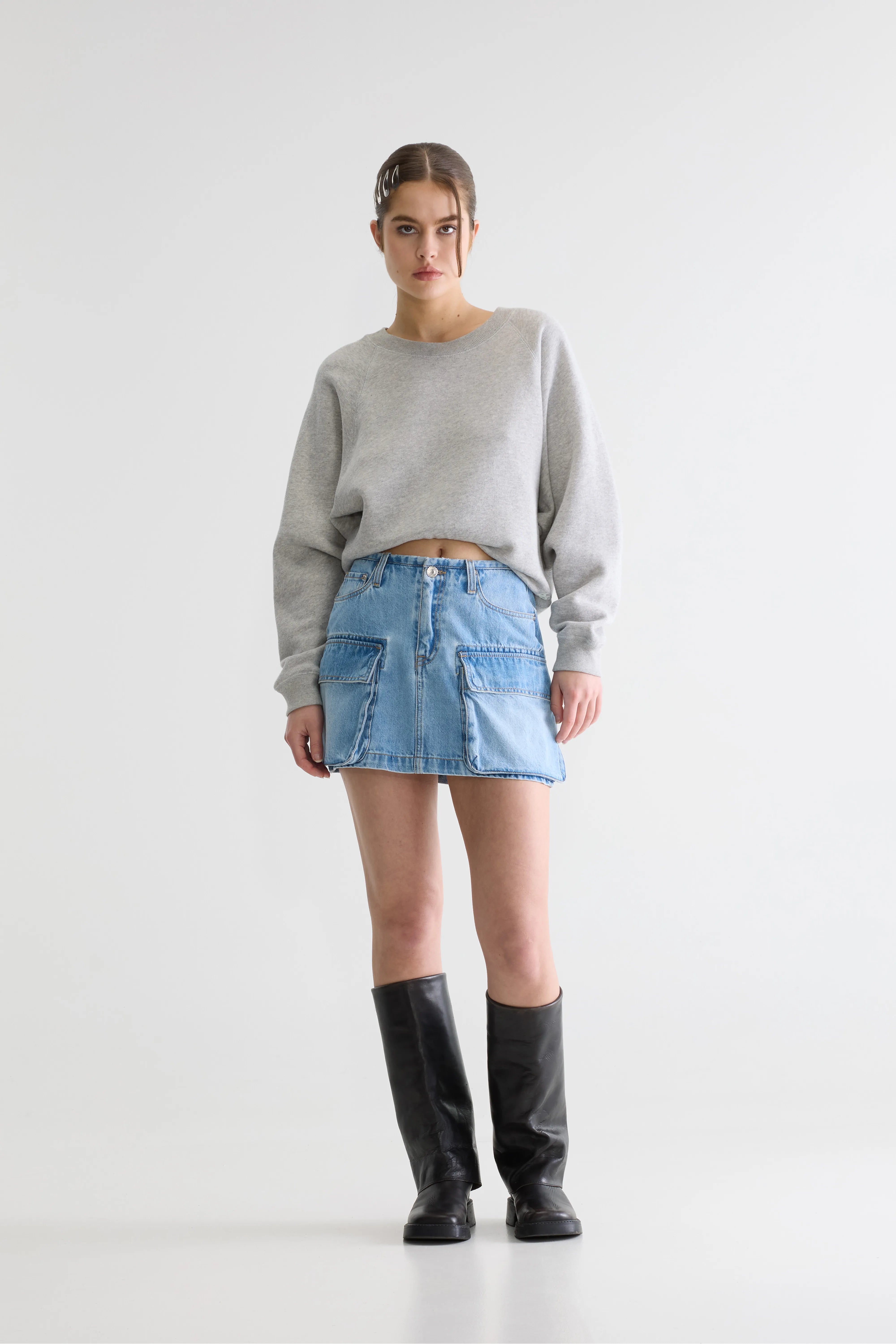 Pallas mini denim skirt (261 / W / DUSTY BLEACH)