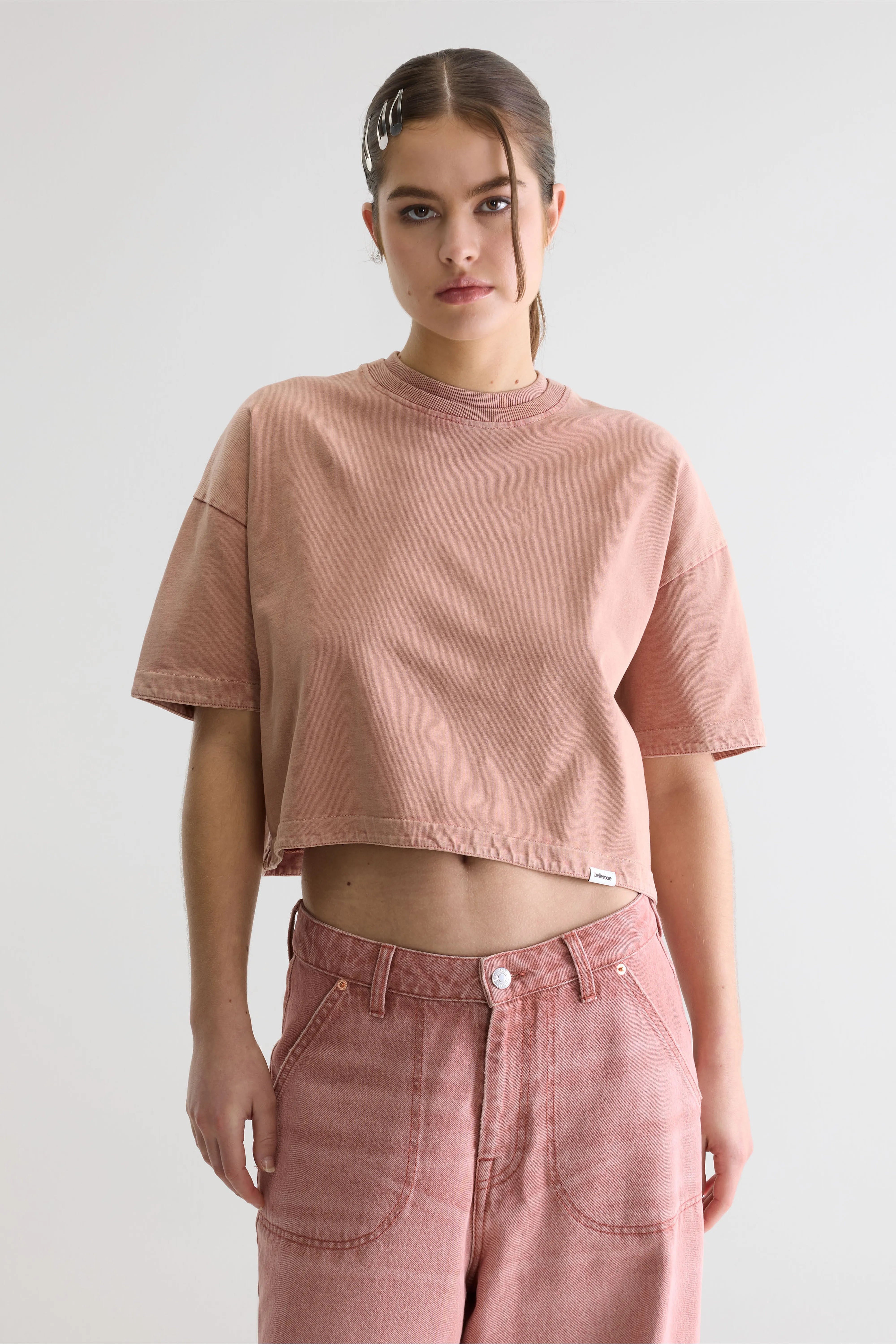 T-shirt Cropped Fan - Etruscan red Pour Femme | Bellerose