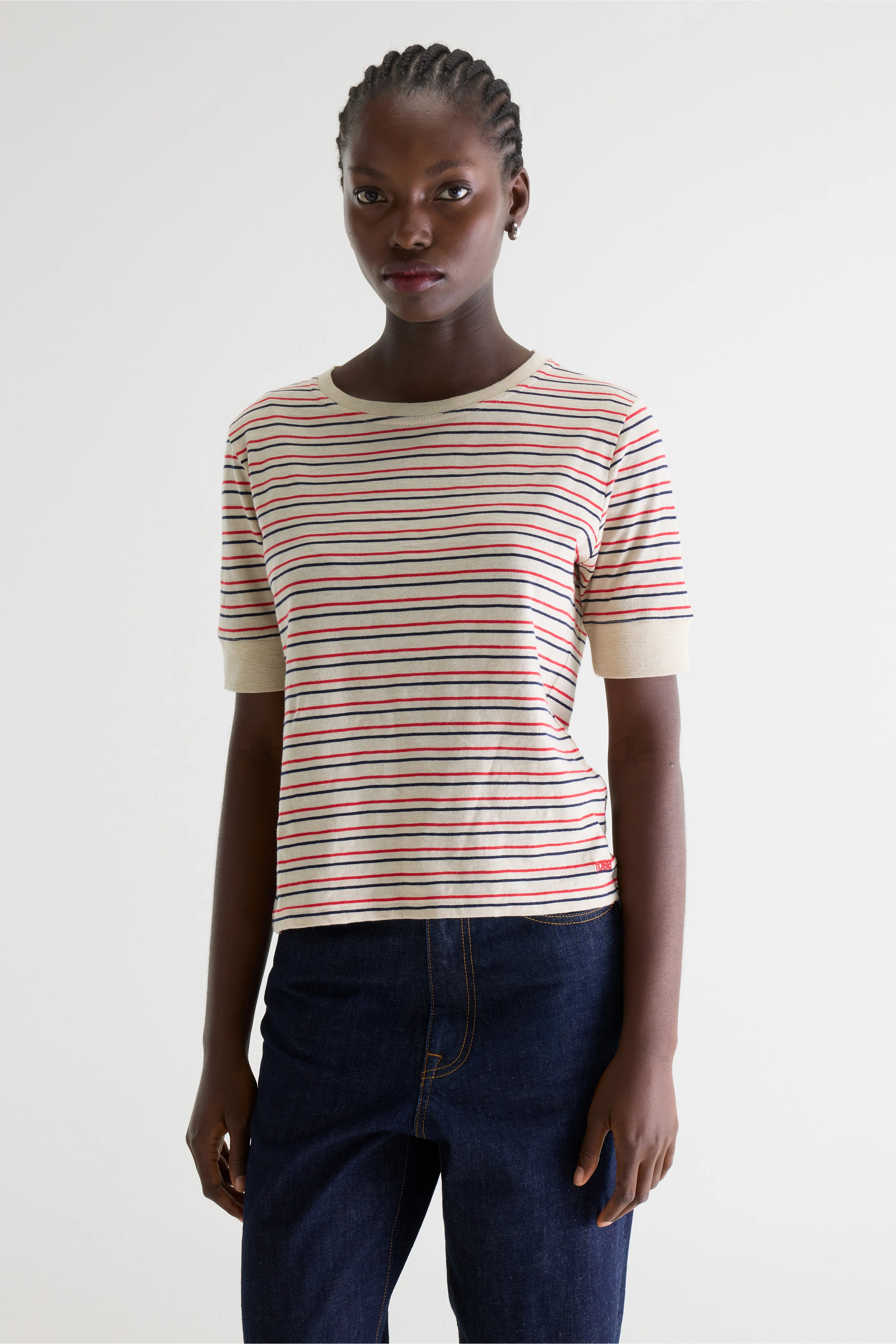 T-shirt slim à rayures Cias (261 / W / STRIPE A)