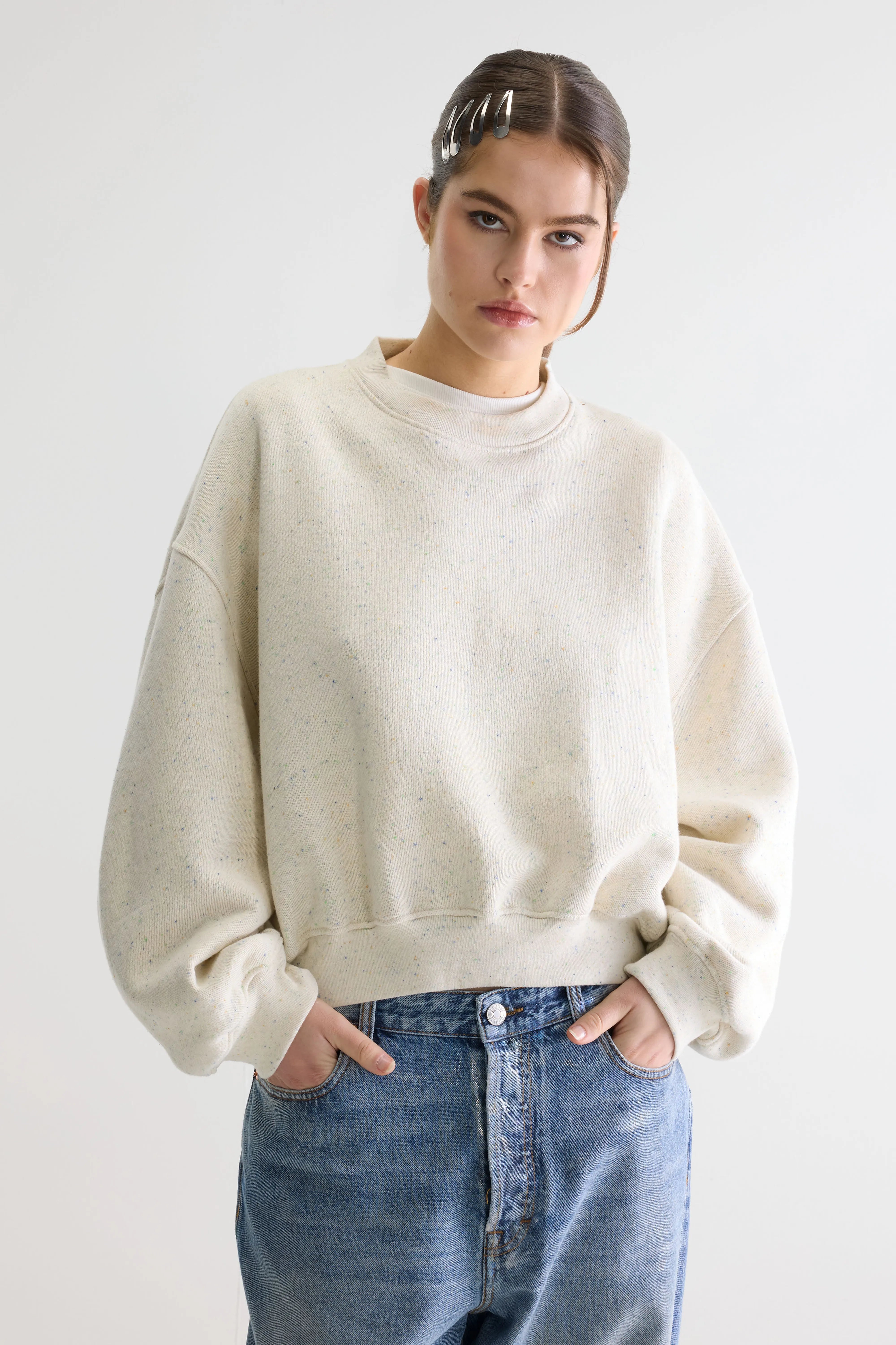 Fancy cropped crewneck sweatshirt (261 / W / COMBO A)