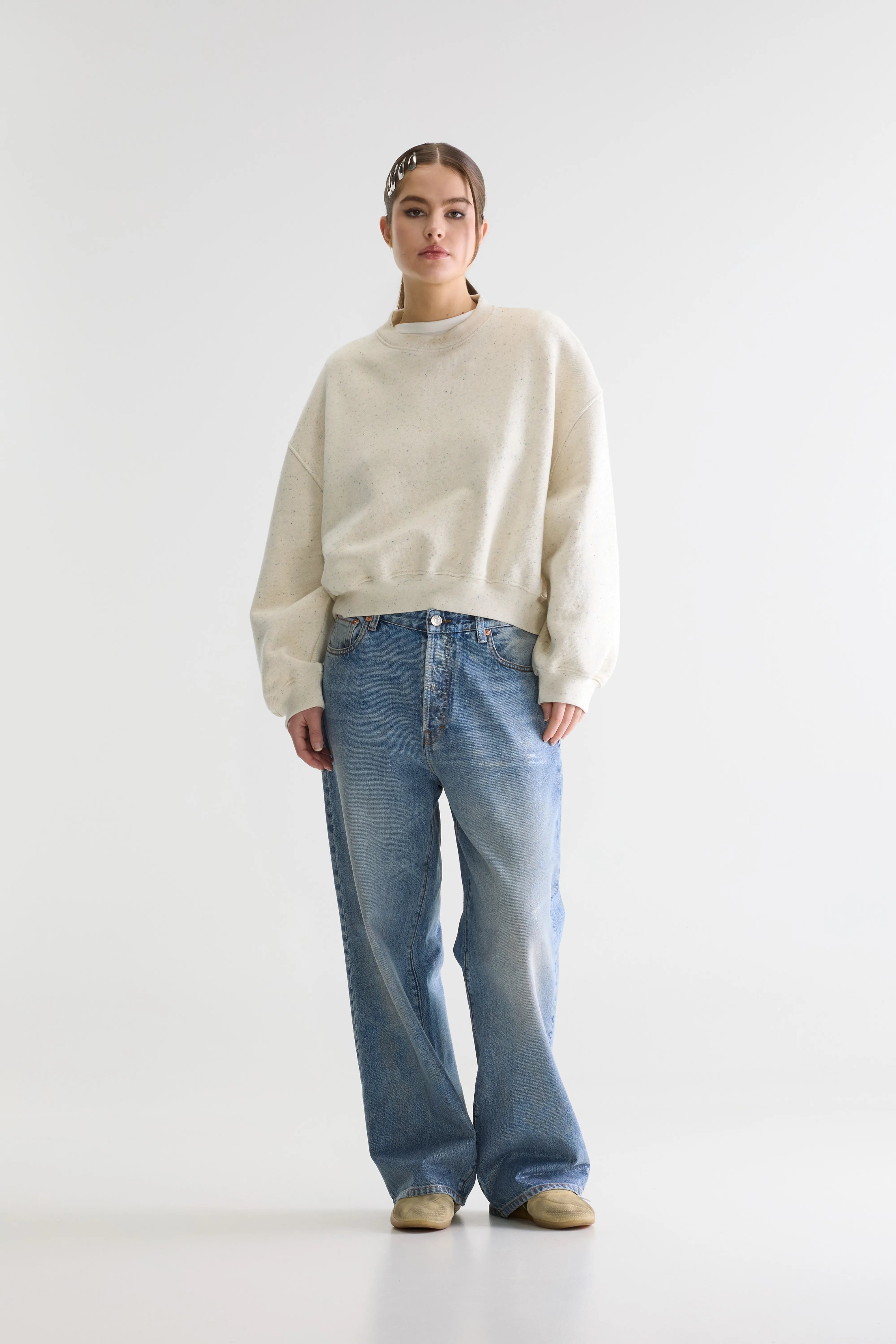 Fancy cropped crewneck sweatshirt (261 / W / COMBO A)
