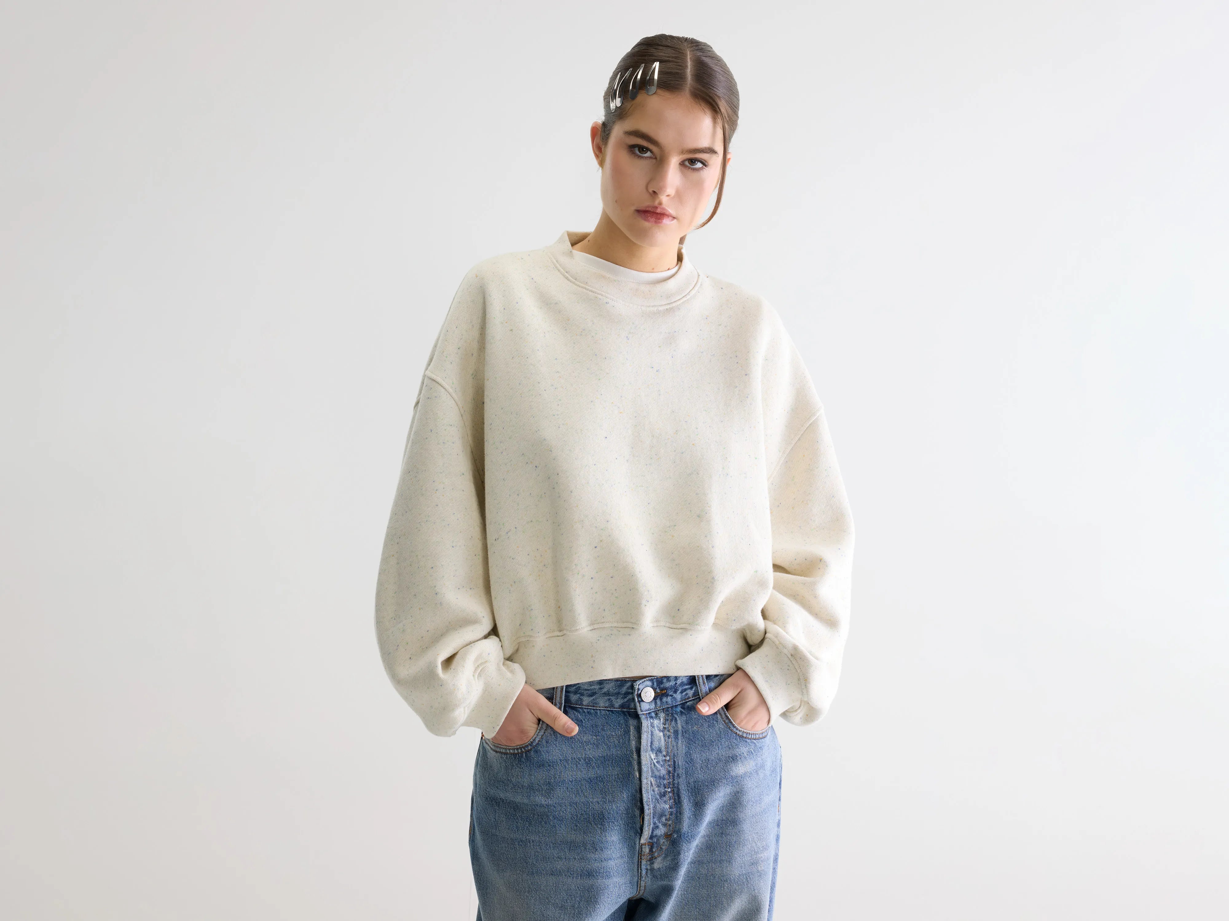 Fancy cropped crewneck sweatshirt (261 / W / COMBO A)