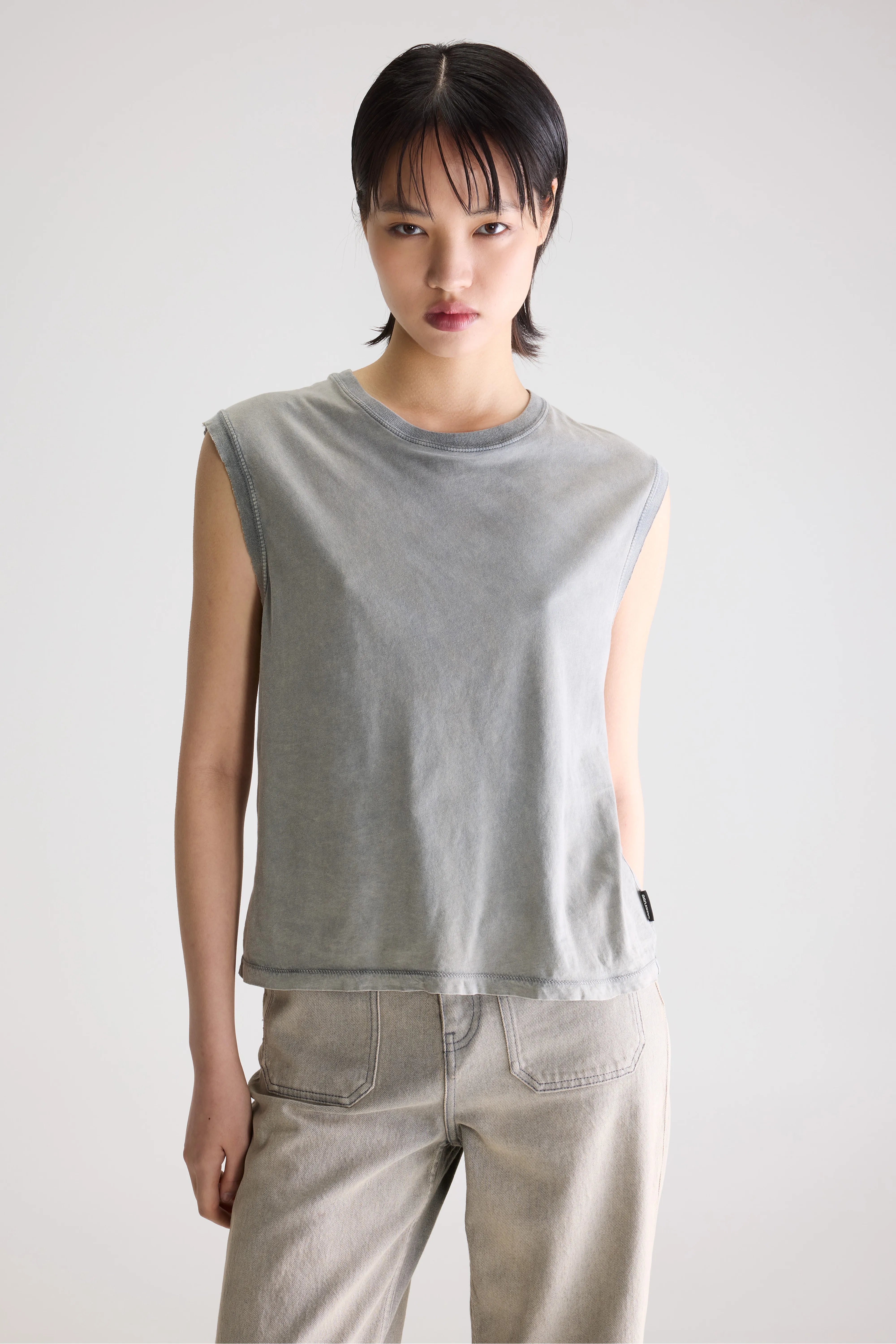 Falde Sleeveless T-shirt - Black sand For Women | Bellerose