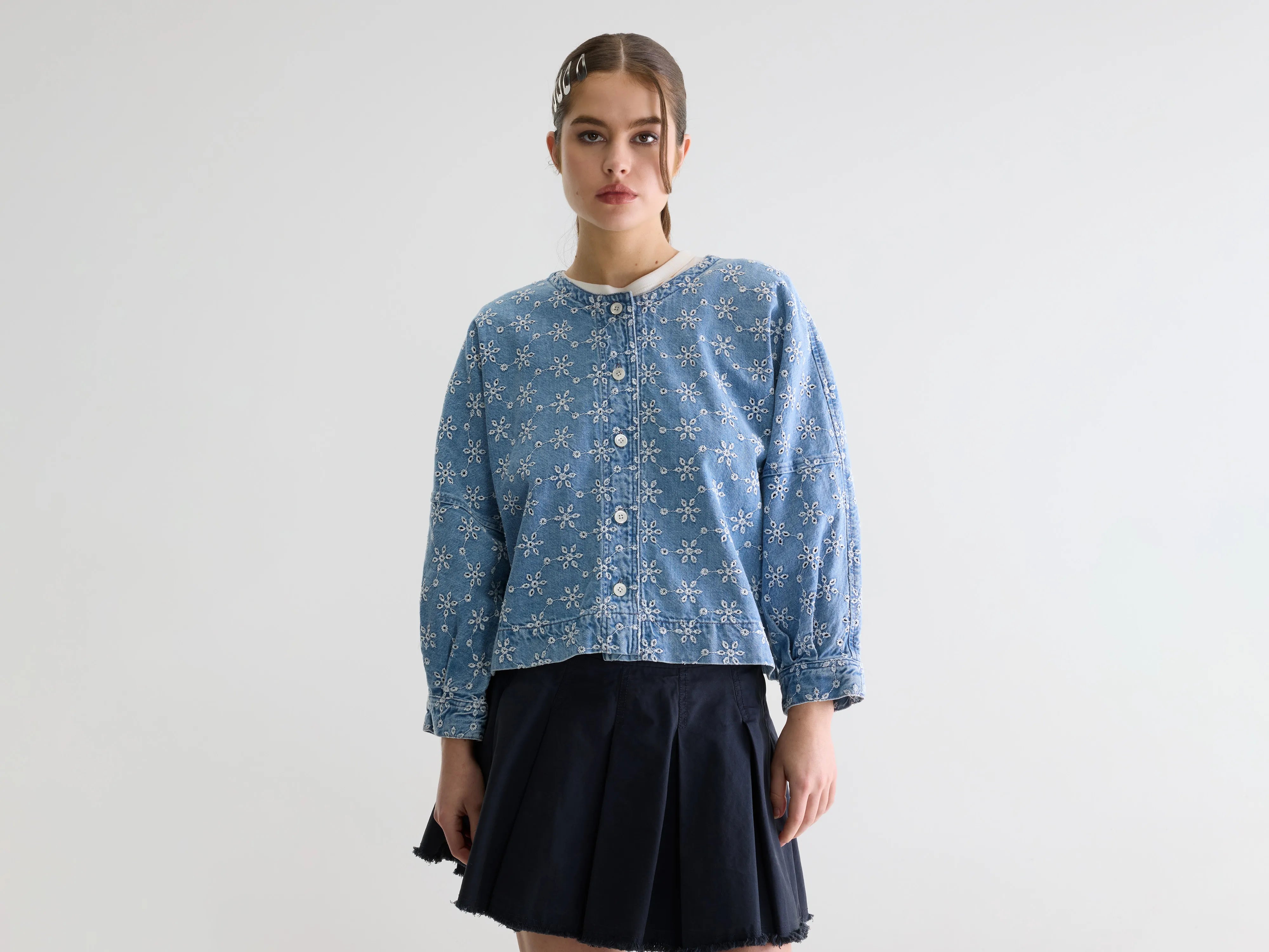 Pinda denim blouse (261 / W / MEDIUM BLEACH)