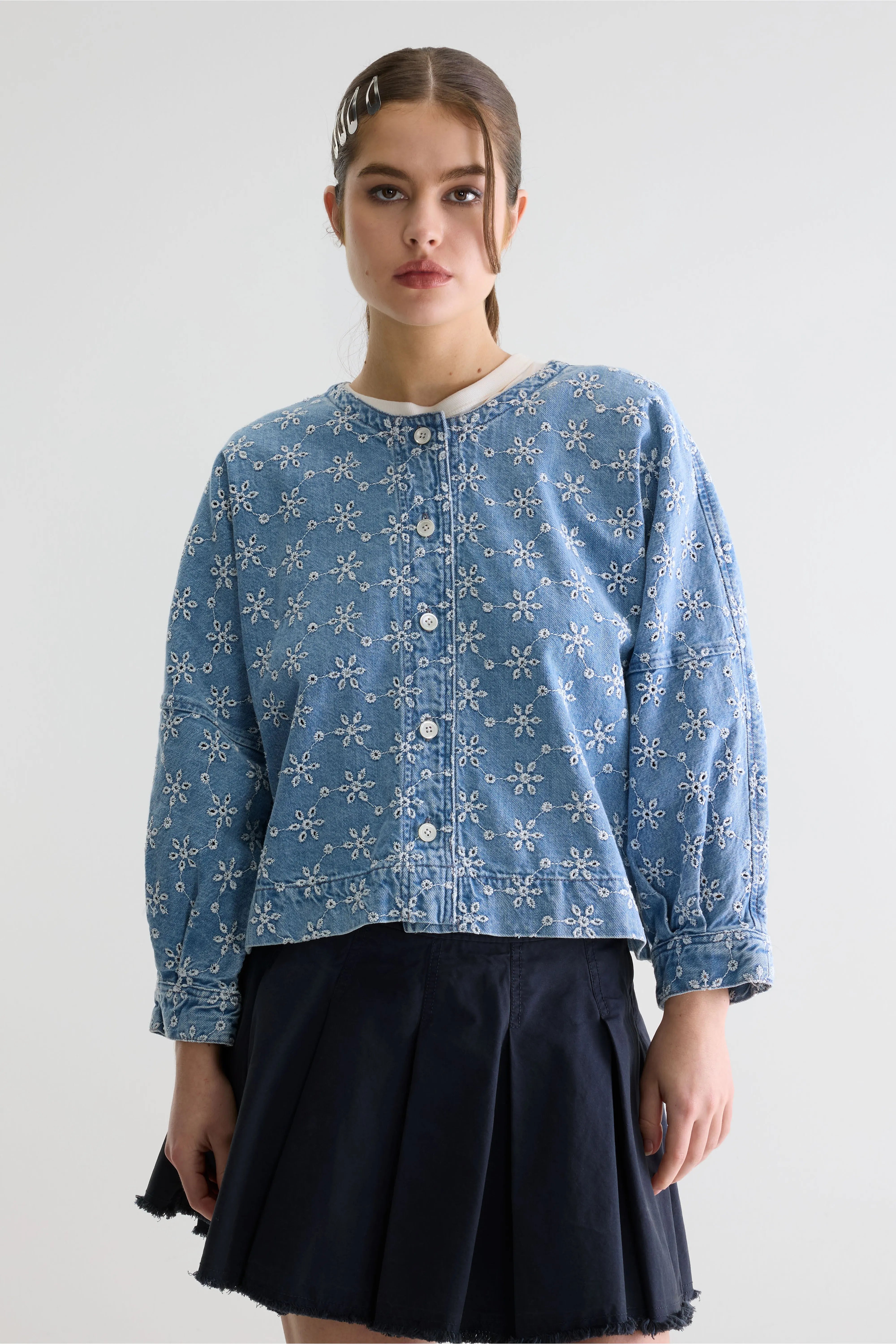 Pinda denim blouse (261 / W / MEDIUM BLEACH)