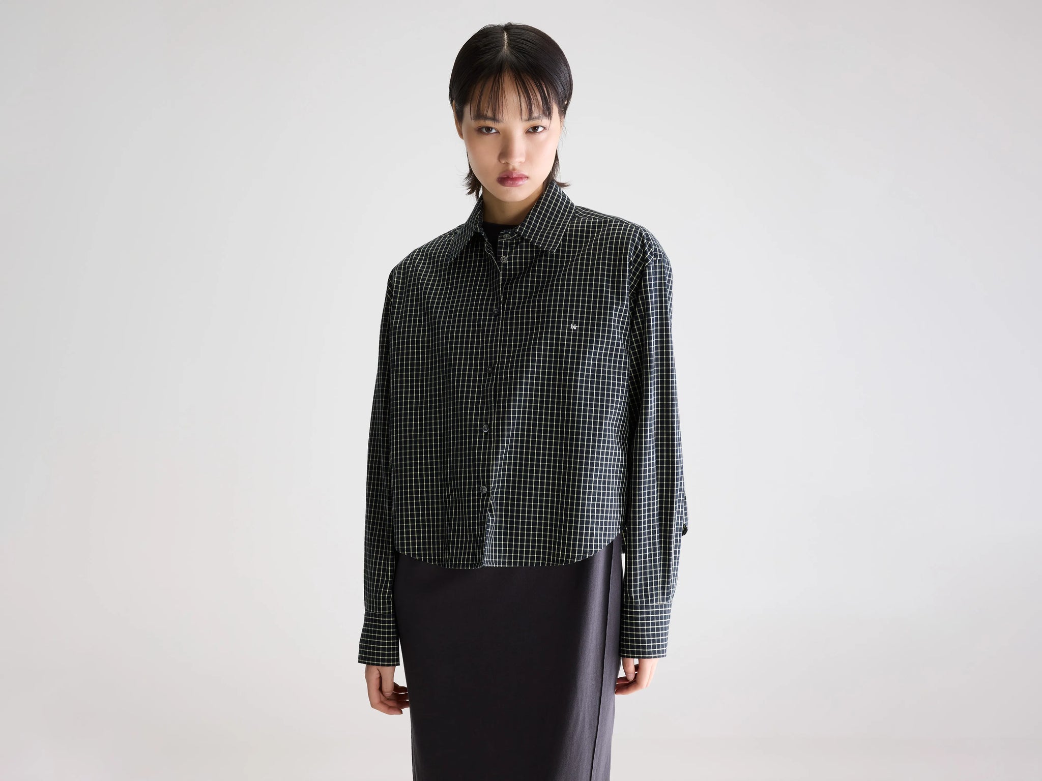 トップス belvet Checkered shirt Black checkered button-up shirt for women | Bellerose
