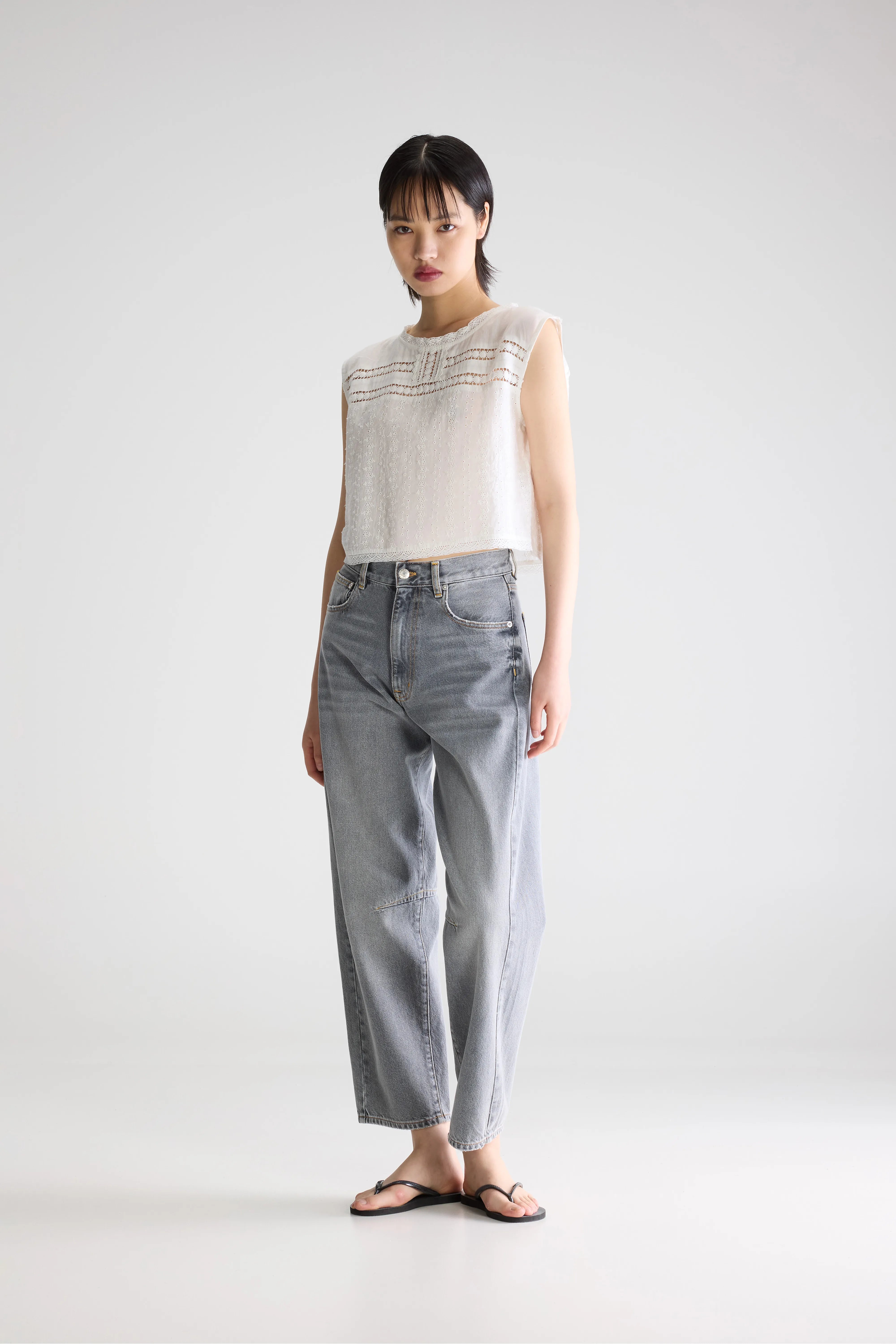 Donna geborduurde blouse (261 / W / WHITE)