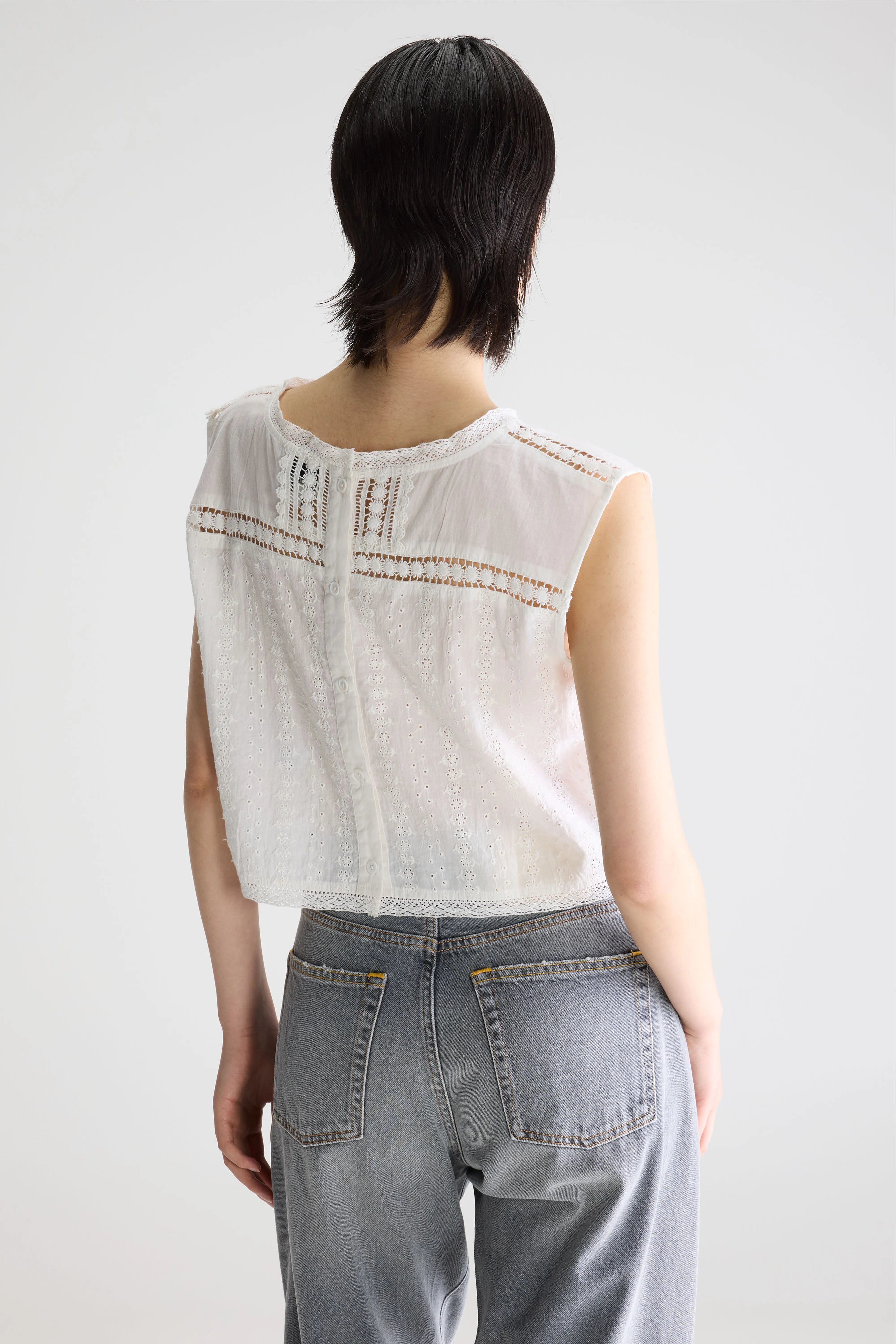 Donna geborduurde blouse (261 / W / WHITE)