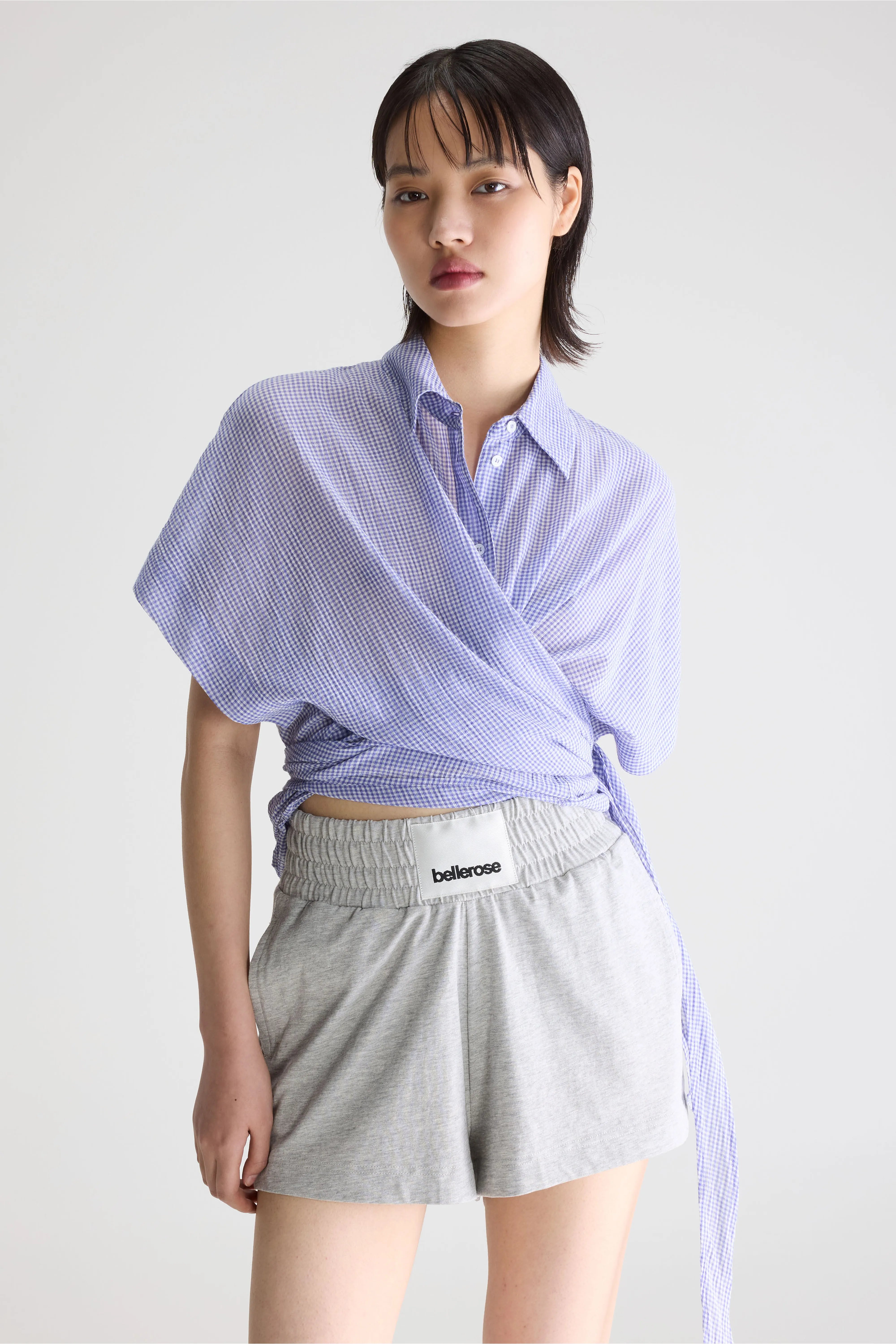 Coral blouse met strik (261 / W / CHECK A)