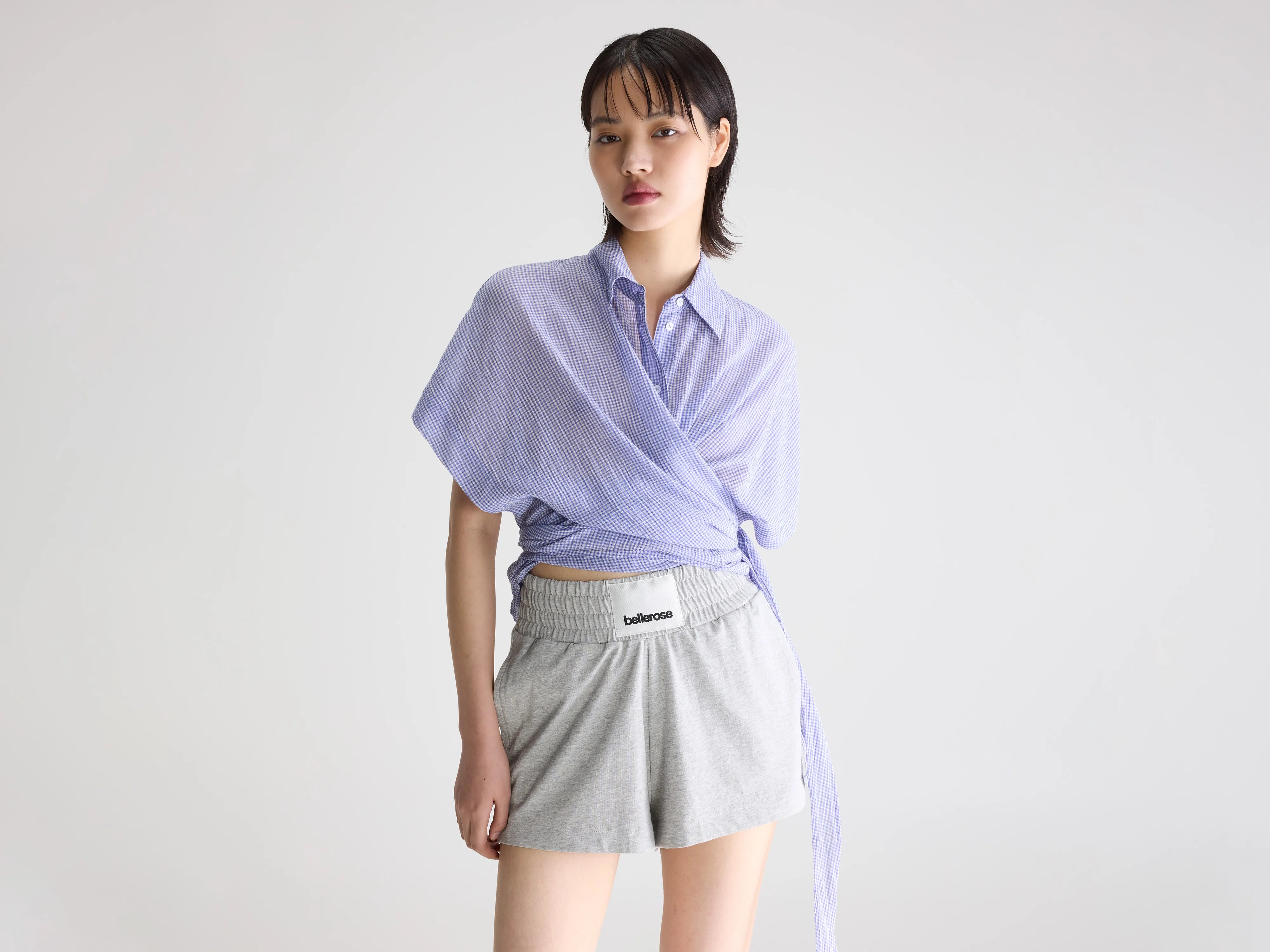 Coral blouse met strik (261 / W / CHECK A)