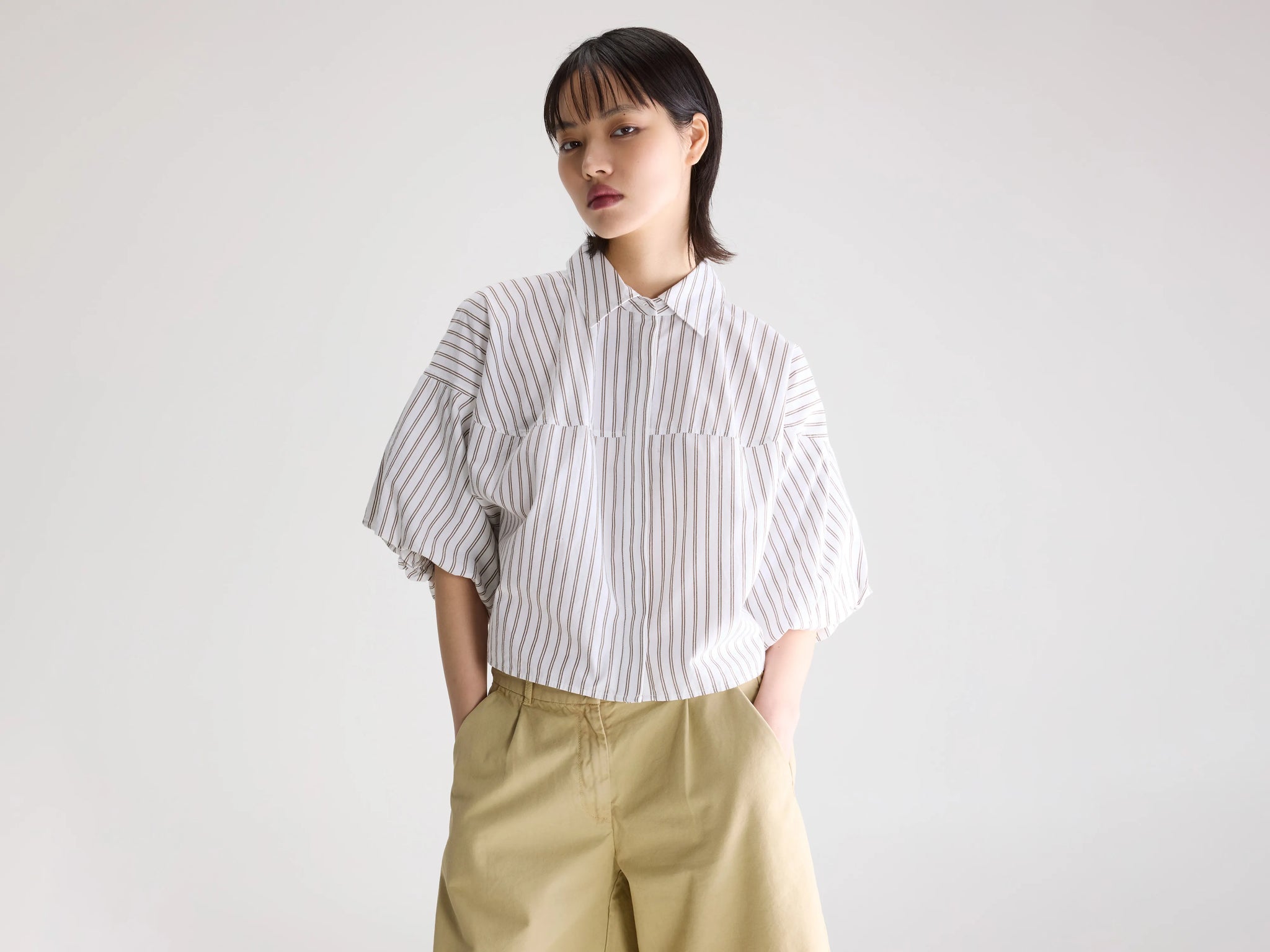 Striped balloon-sleeve shirt for women | Bellerose