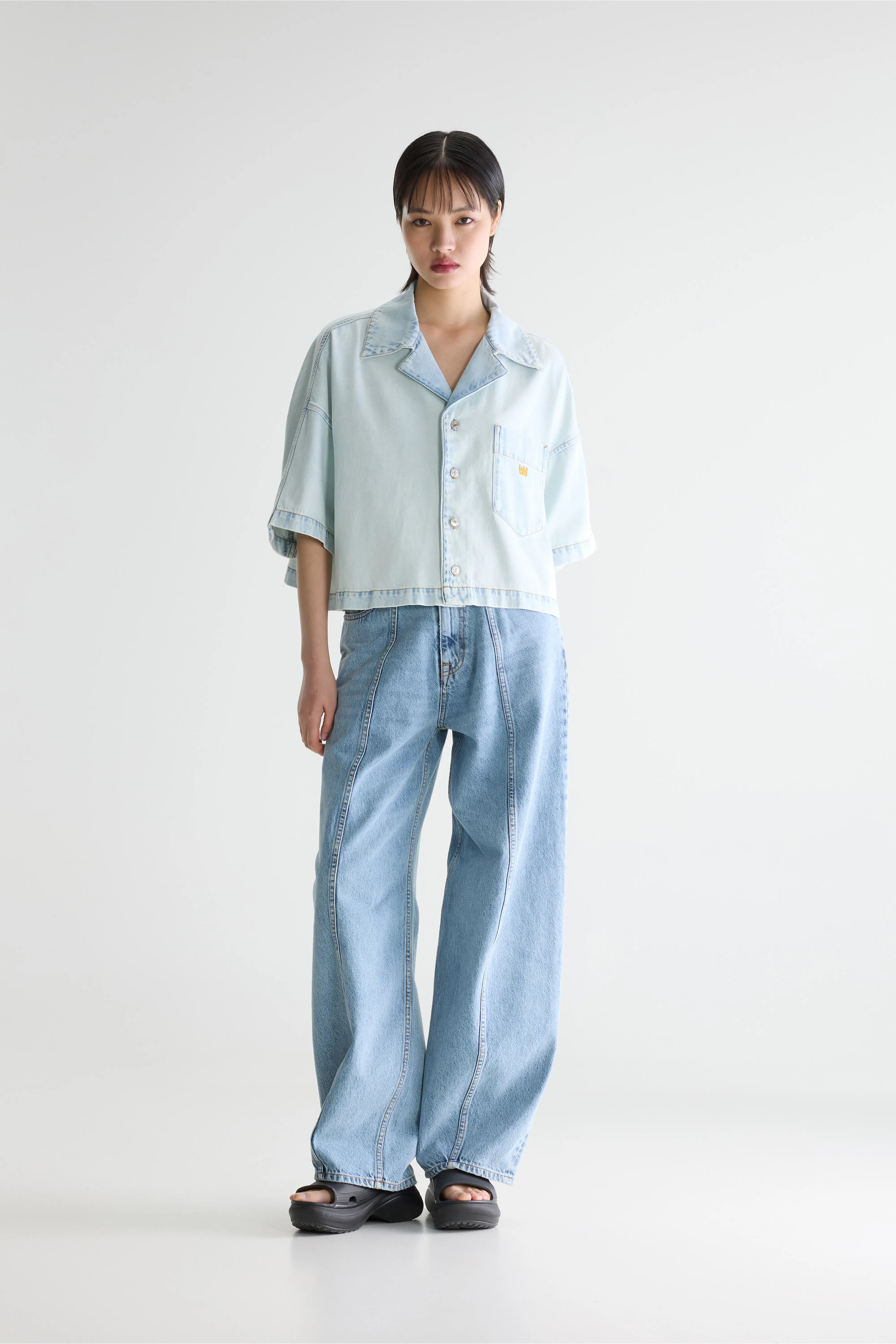 Poppa denim shirt (261 / W / ICE BLEACH)
