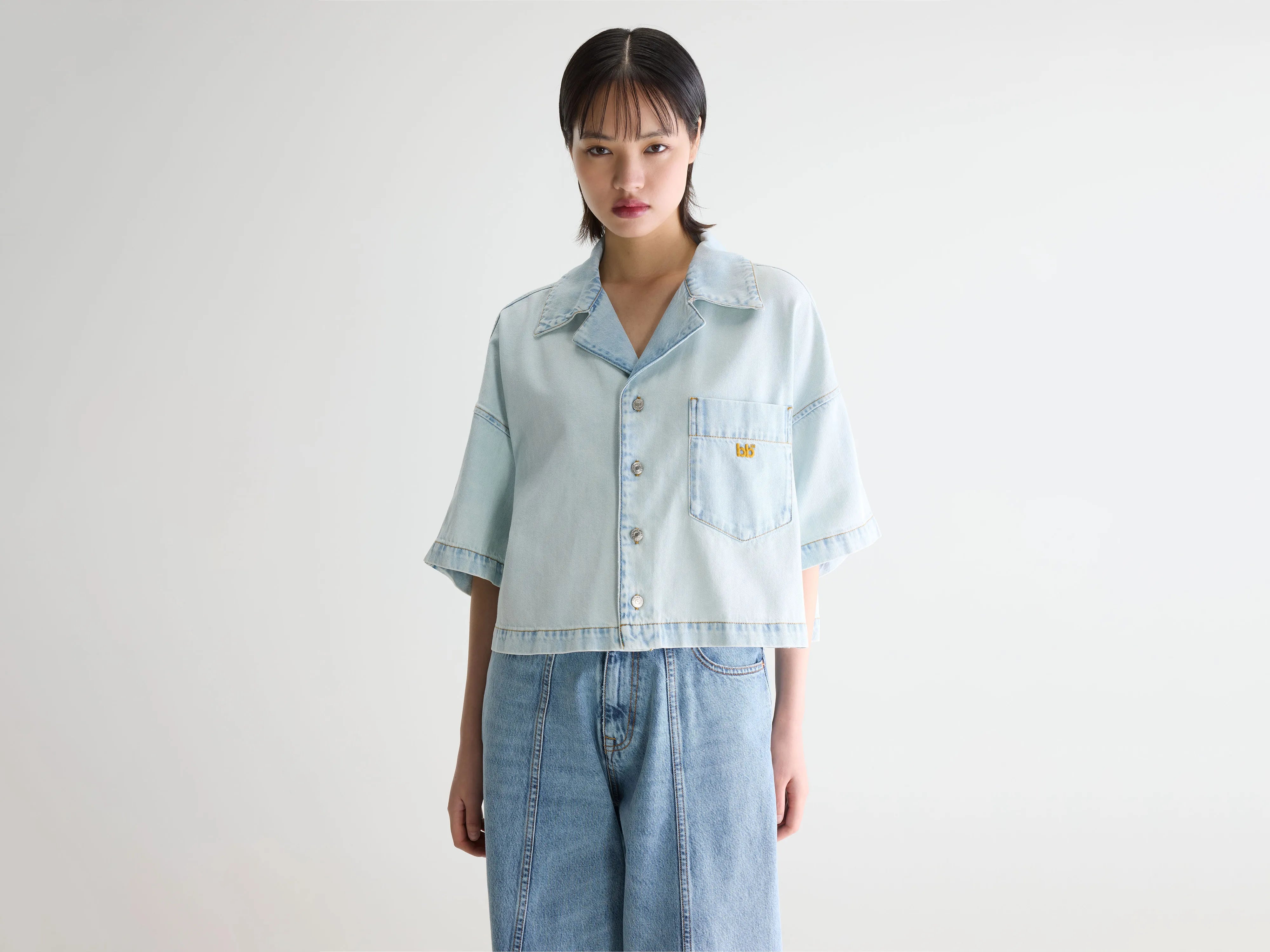 Poppa denim shirt (261 / W / ICE BLEACH)