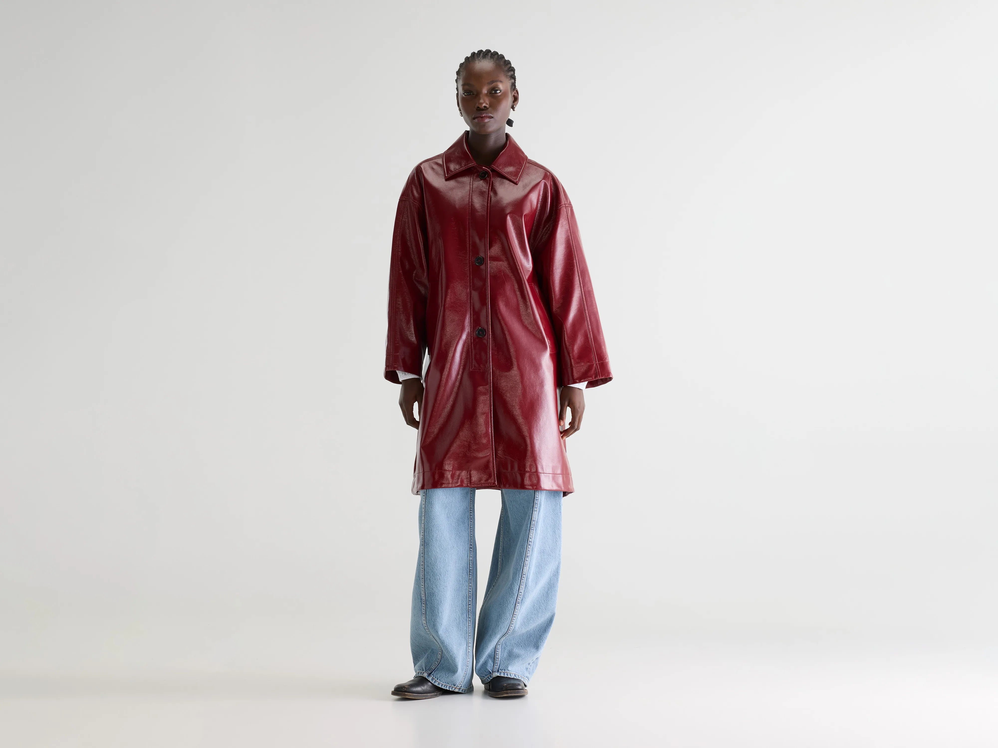 Jana rode imitatieleren mantel (261 / W / CERISE)