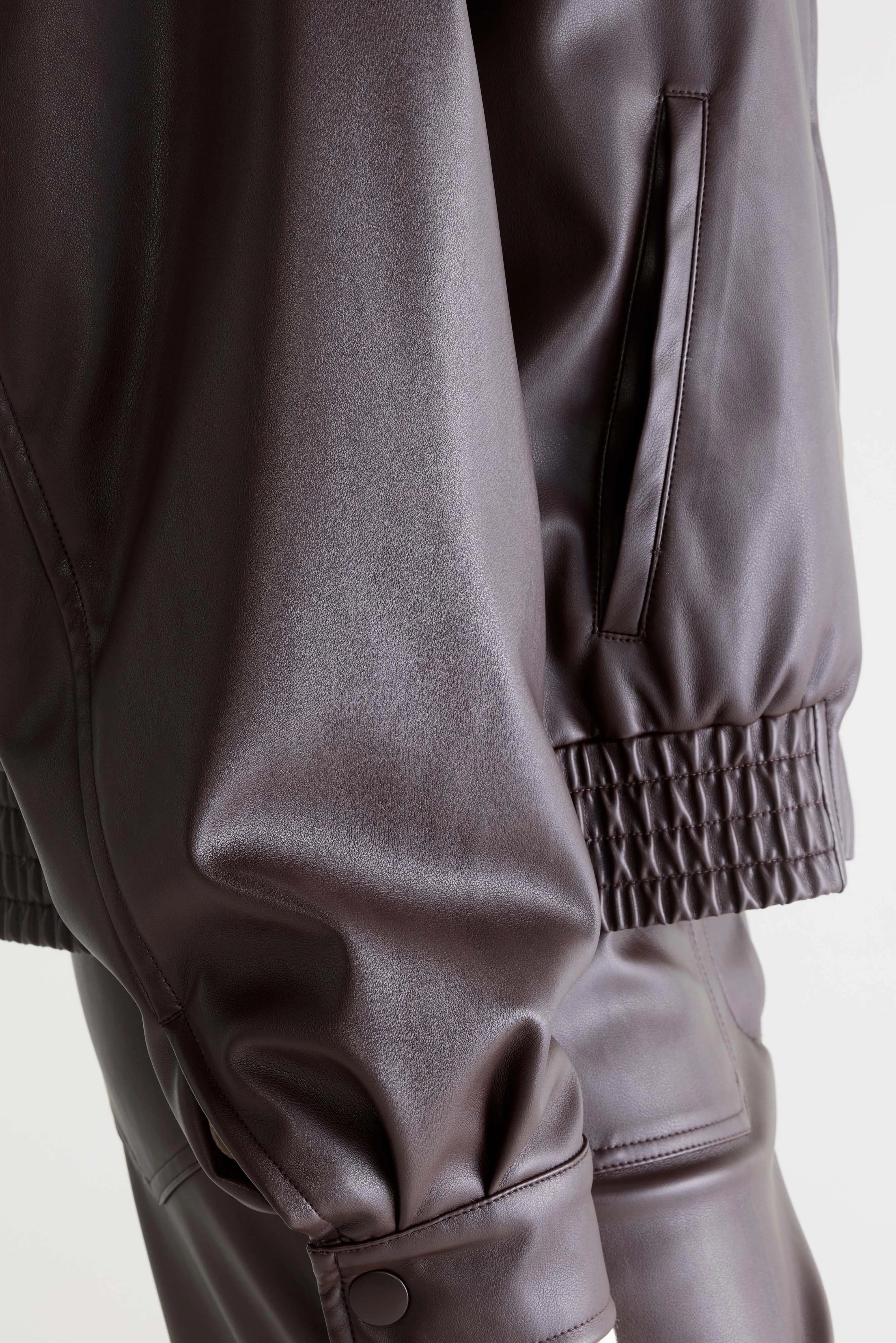 Jenn imitatieleren jas (261 / W / DARK ROAST)