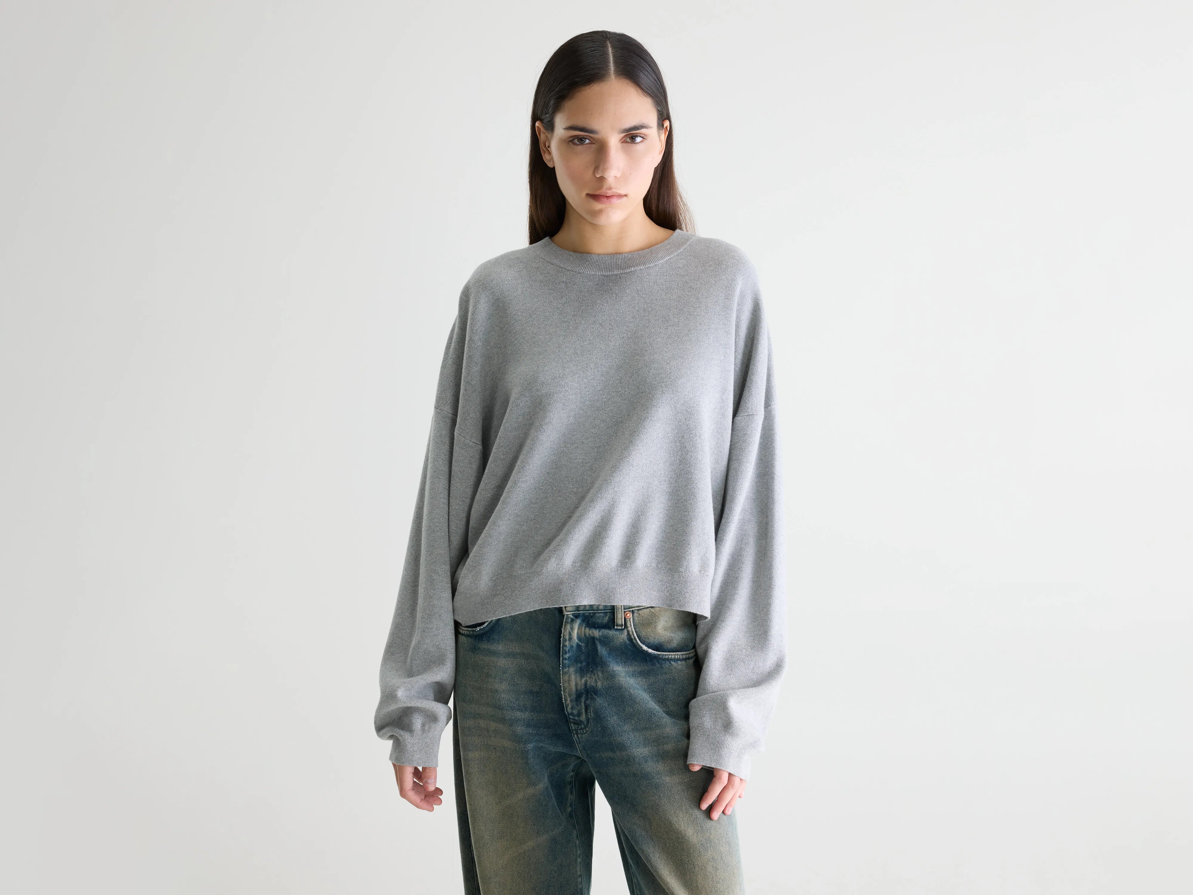 Pull col rond Angum (261 / W / H. GREY)