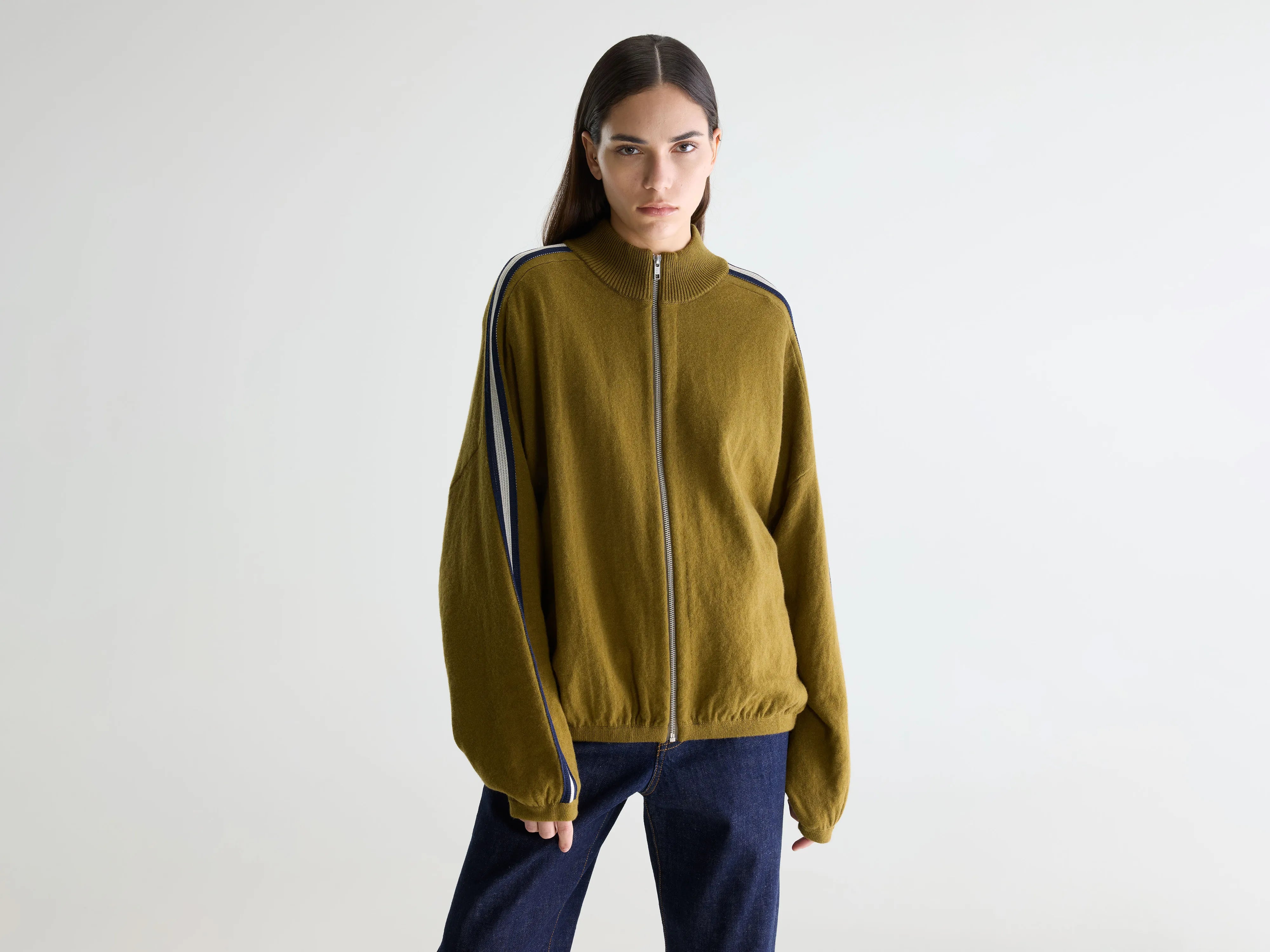 Gerta zip-up cardigan (261 / W / VETIVER)