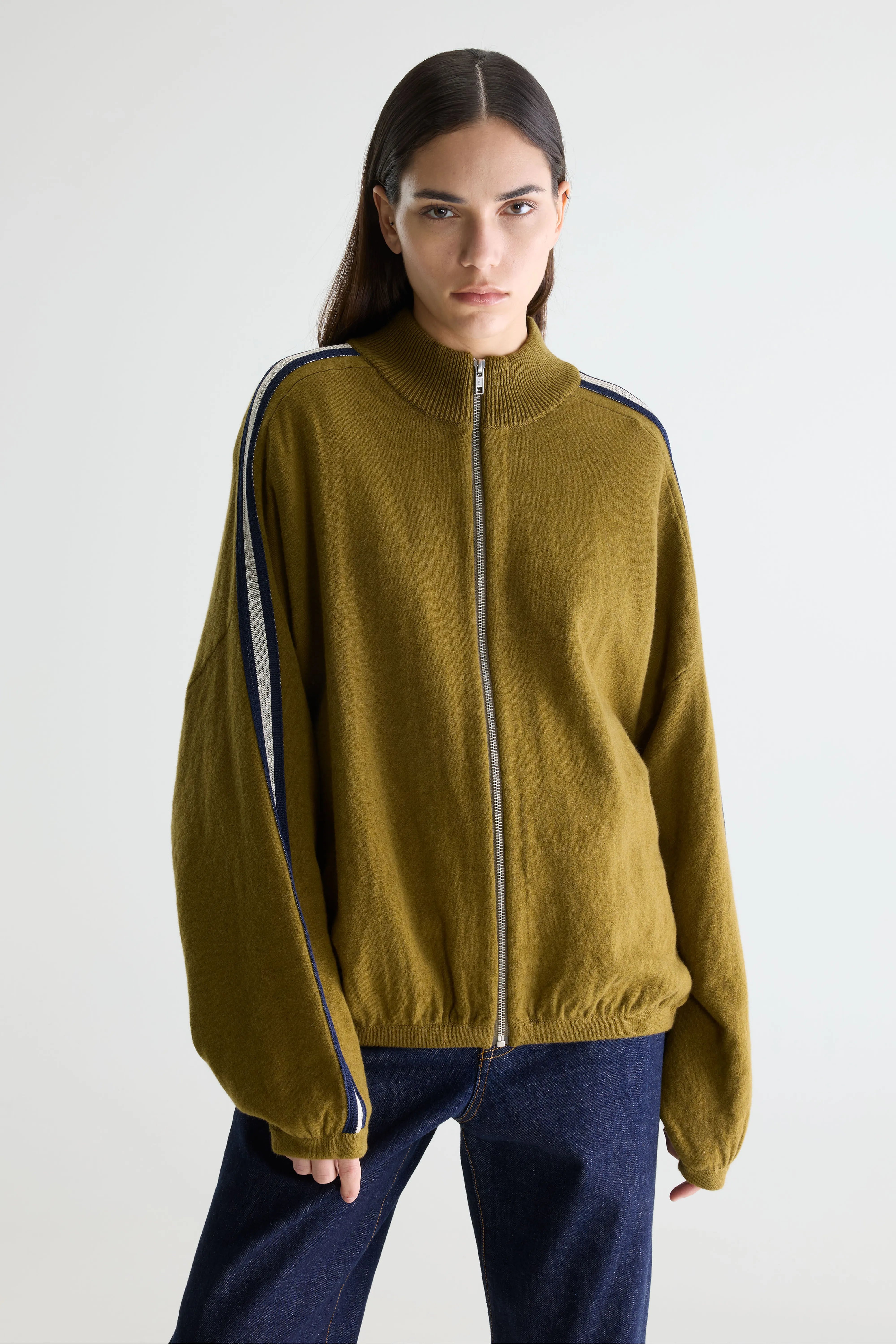 Gerta zip-up cardigan (261 / W / VETIVER)