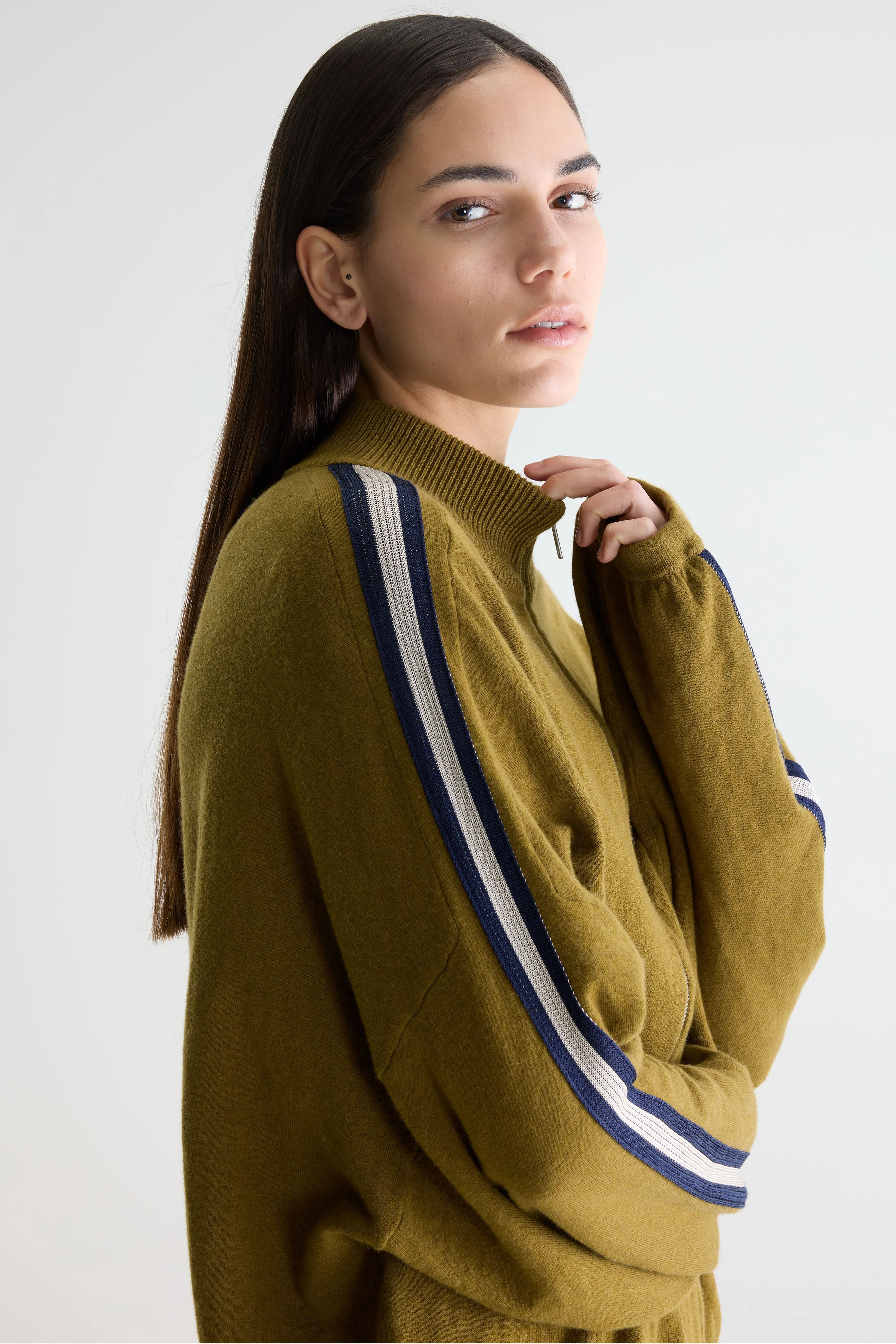 Gerta zip-up cardigan (261 / W / VETIVER)