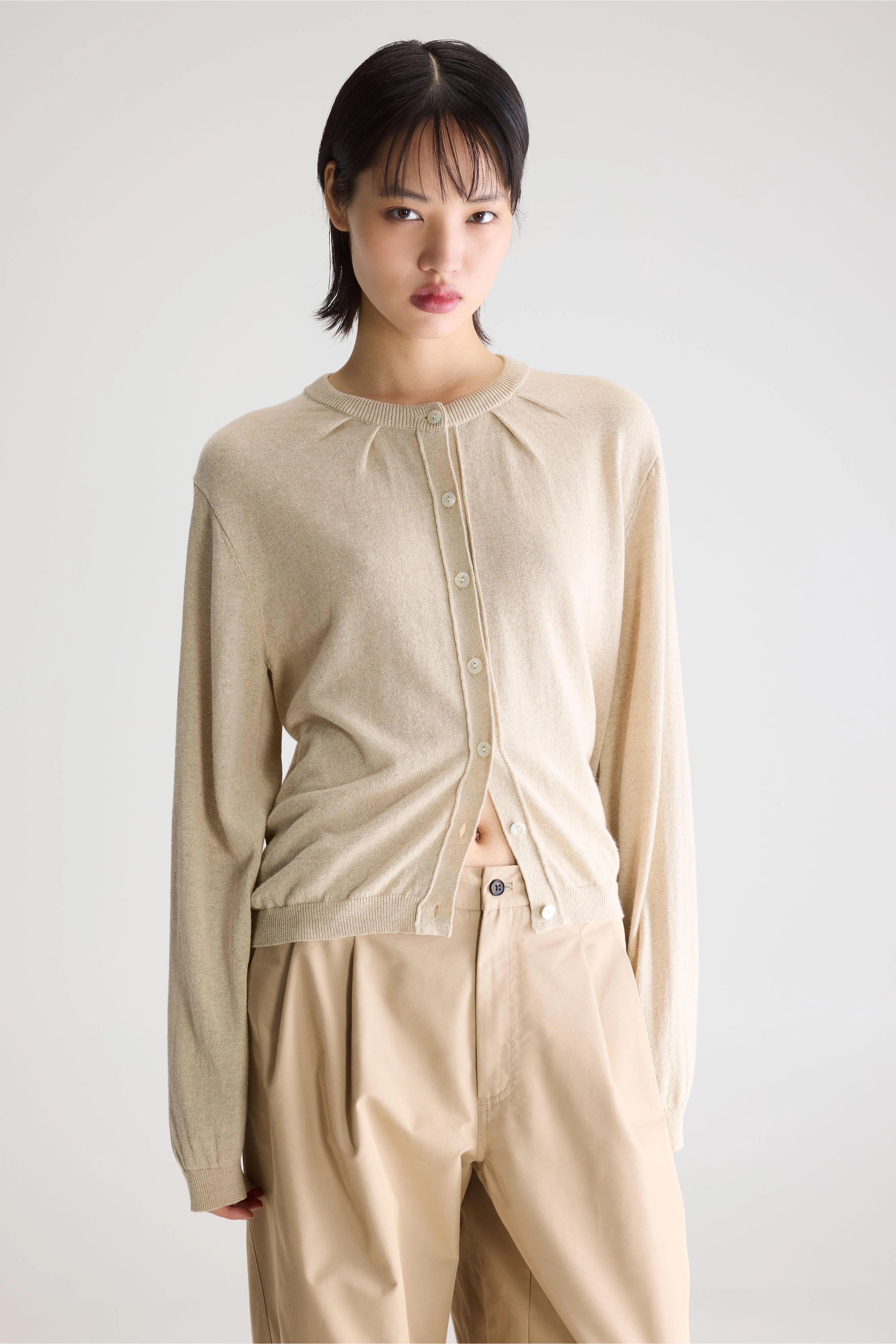 North crewneck cardigan (261 / W / OATMEAL)