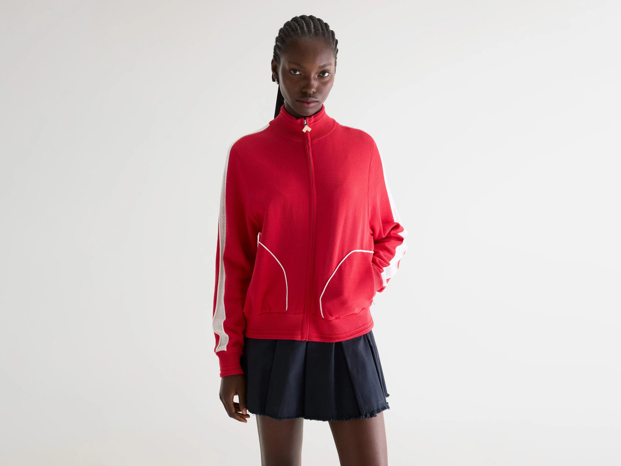 Red zip-up track cardigan for women | Bellerose