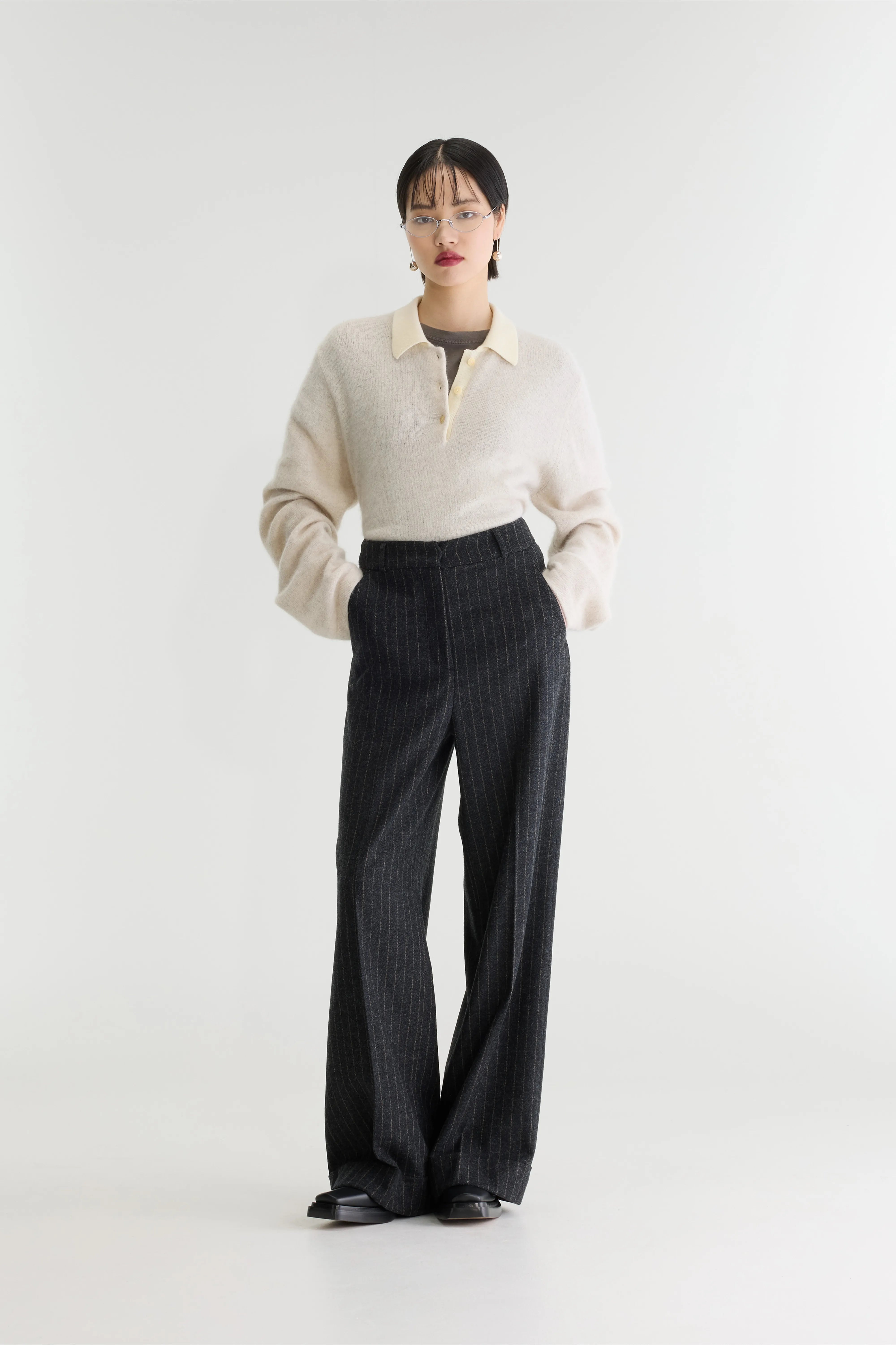 Japan broek met krijtstreep (262 / W / STRIPE A)
