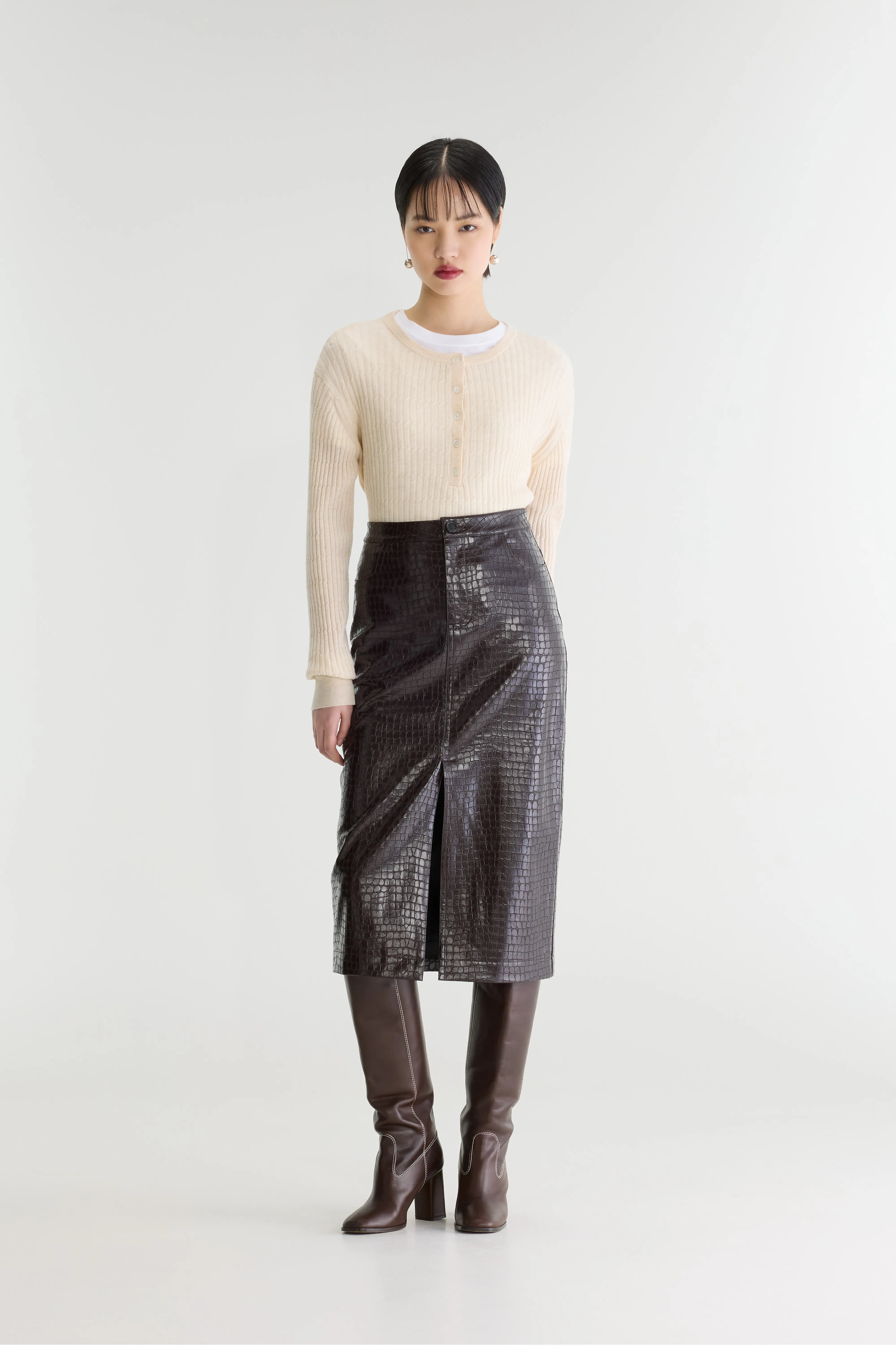 Jupe midi Halina (262 / W / DARK ROAST)