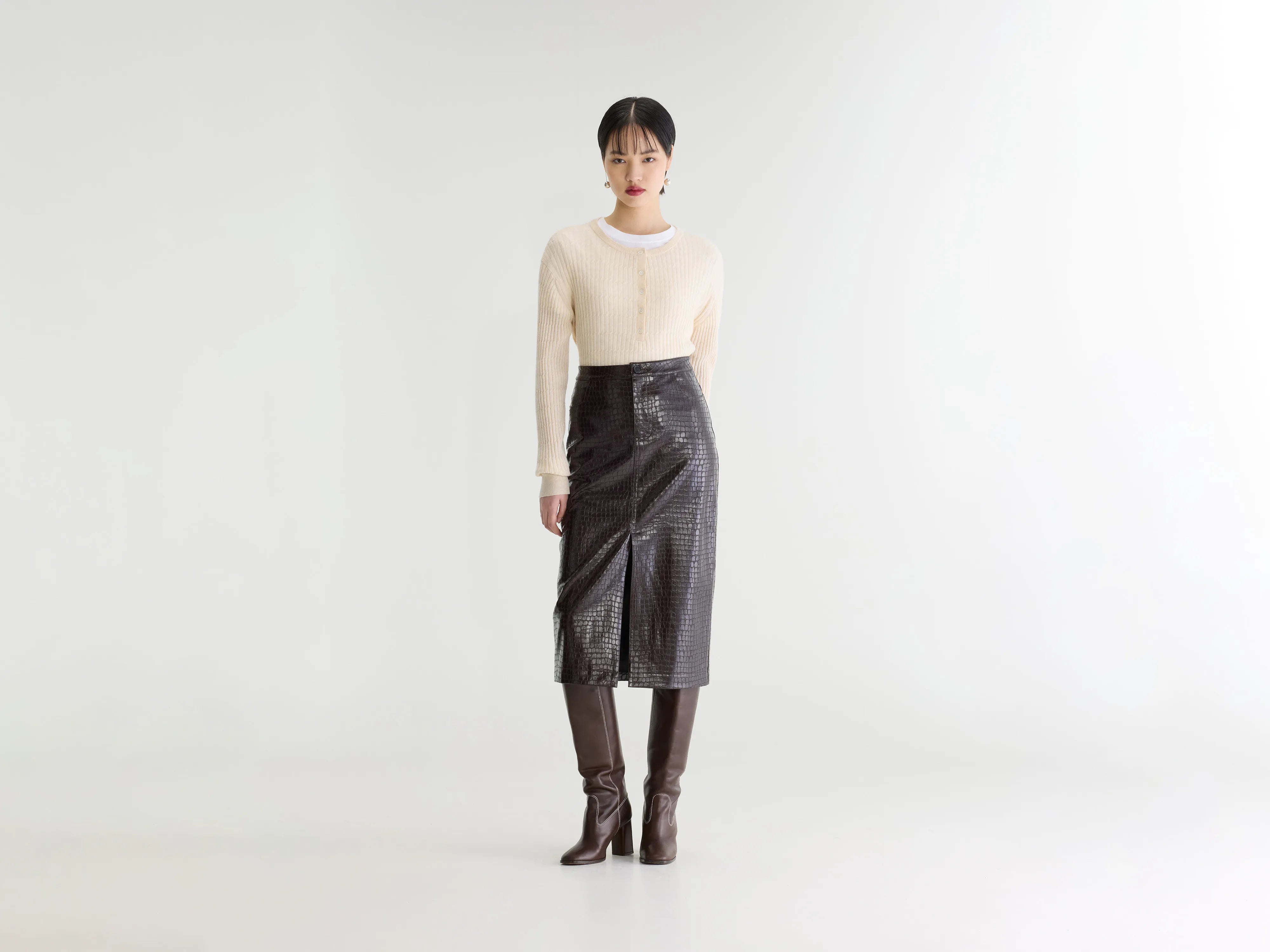Jupe midi Halina (262 / W / DARK ROAST)